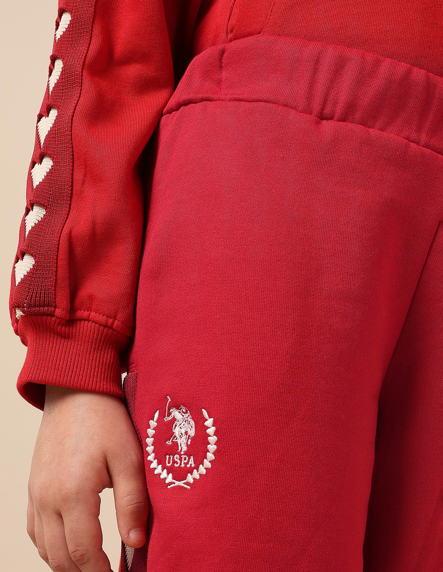 Girls Heart Patterned Knit Mid Rise Joggers - Image 7