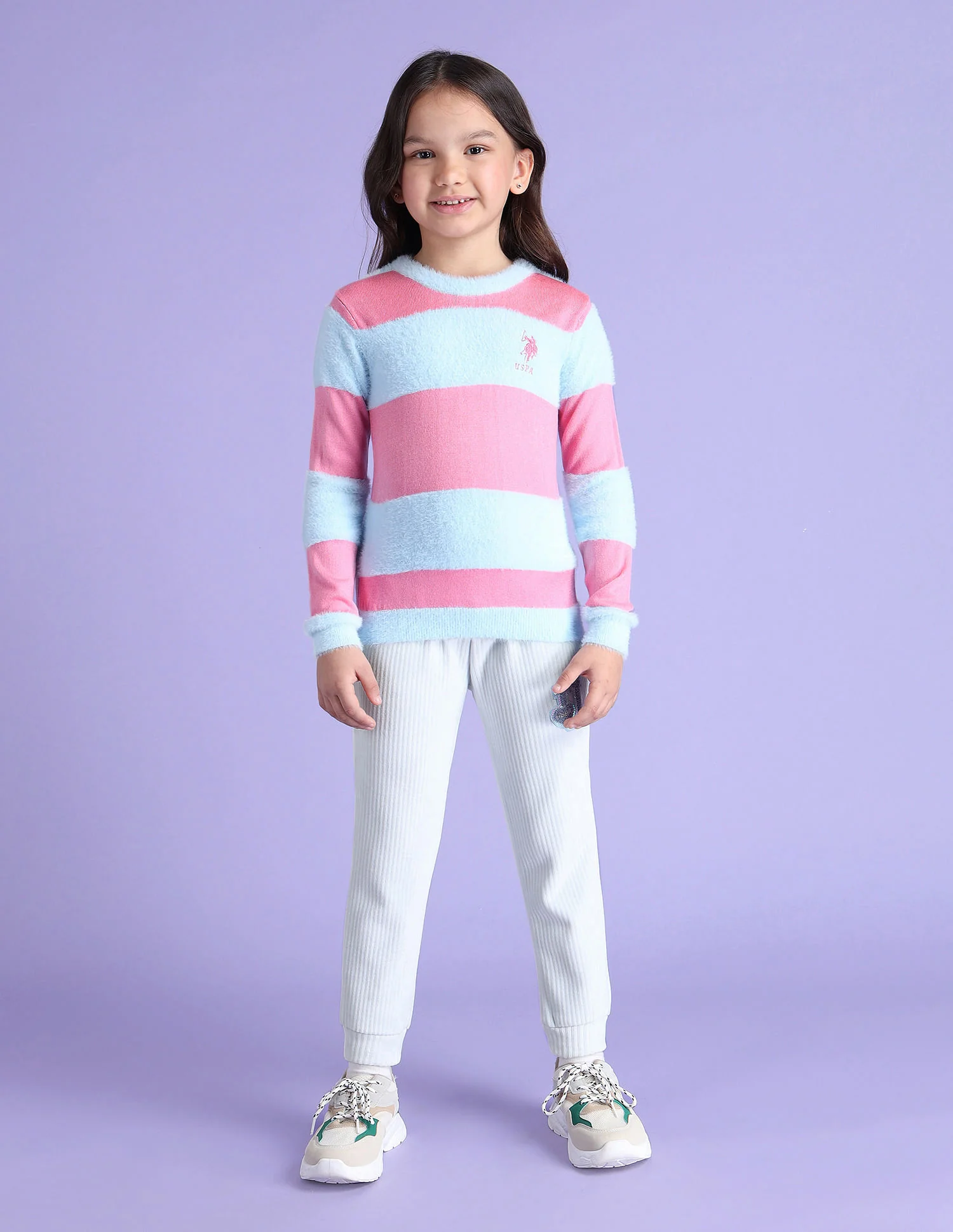 Girls Horizontal Stripe Sweater - Image 3