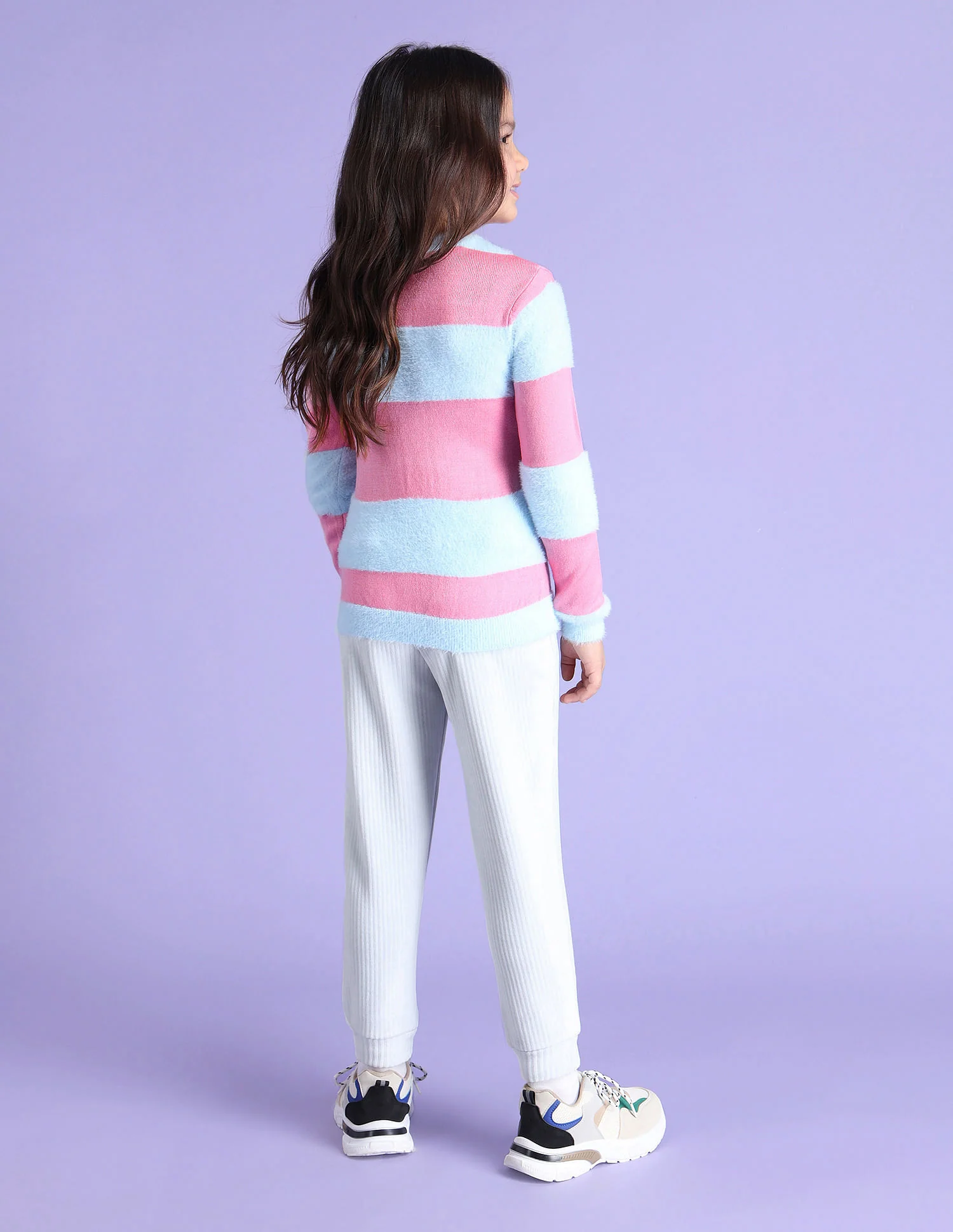 Girls Horizontal Stripe Sweater - Image 4