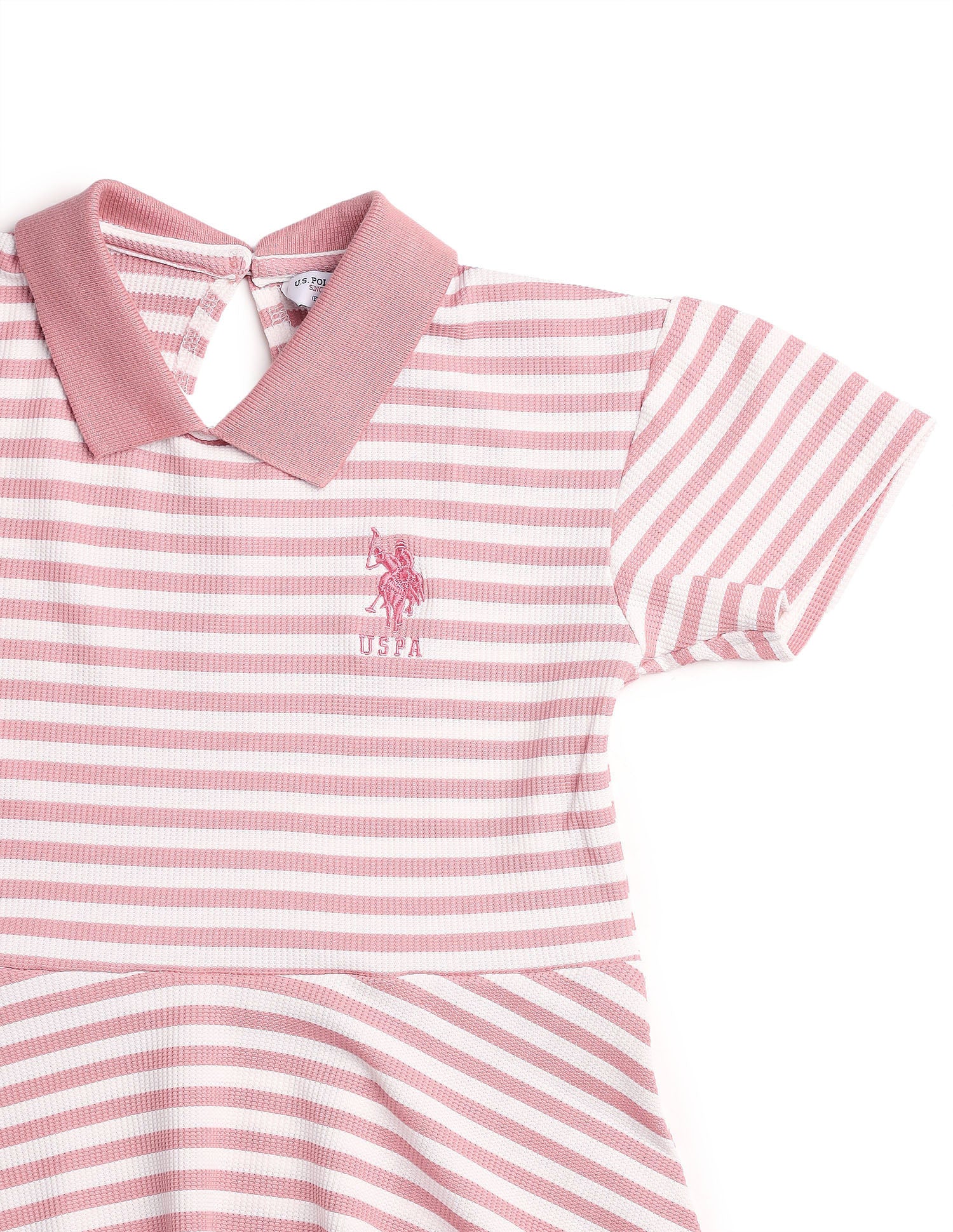Girls Horizontal Striped Fit And Flare Dress - Image 10