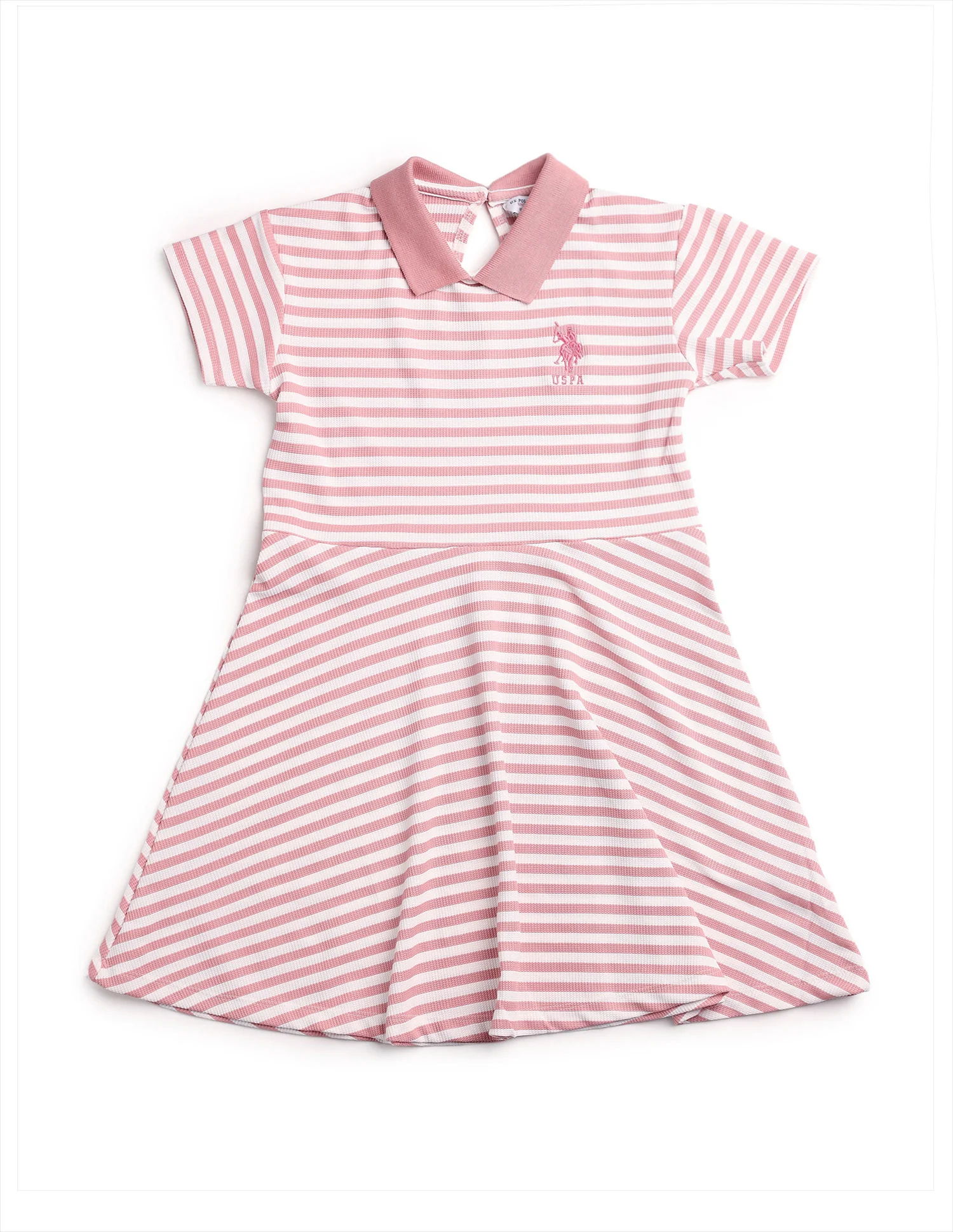 Girls Horizontal Striped Fit And Flare Dress - Image 8