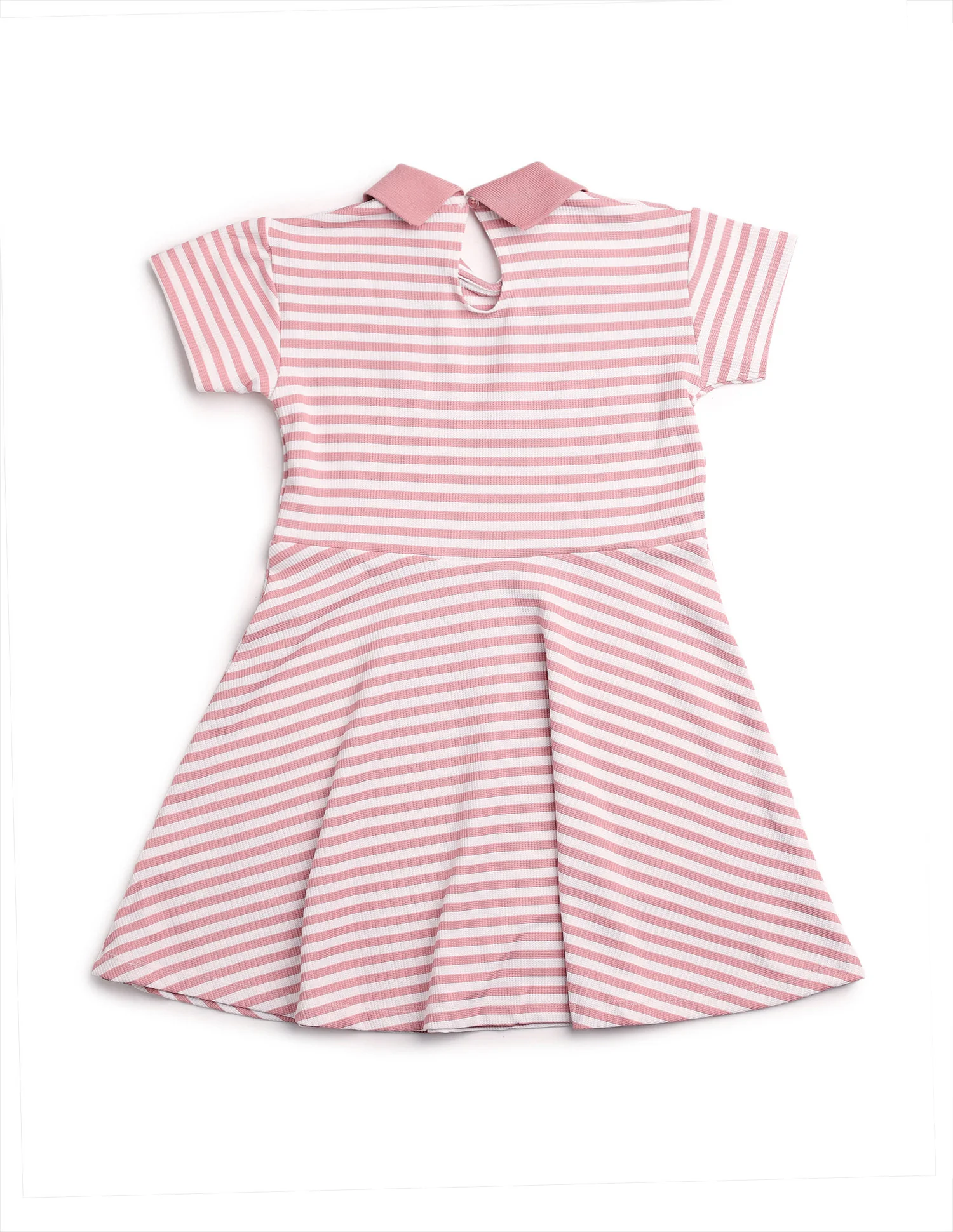 Girls Horizontal Striped Fit And Flare Dress - Image 9