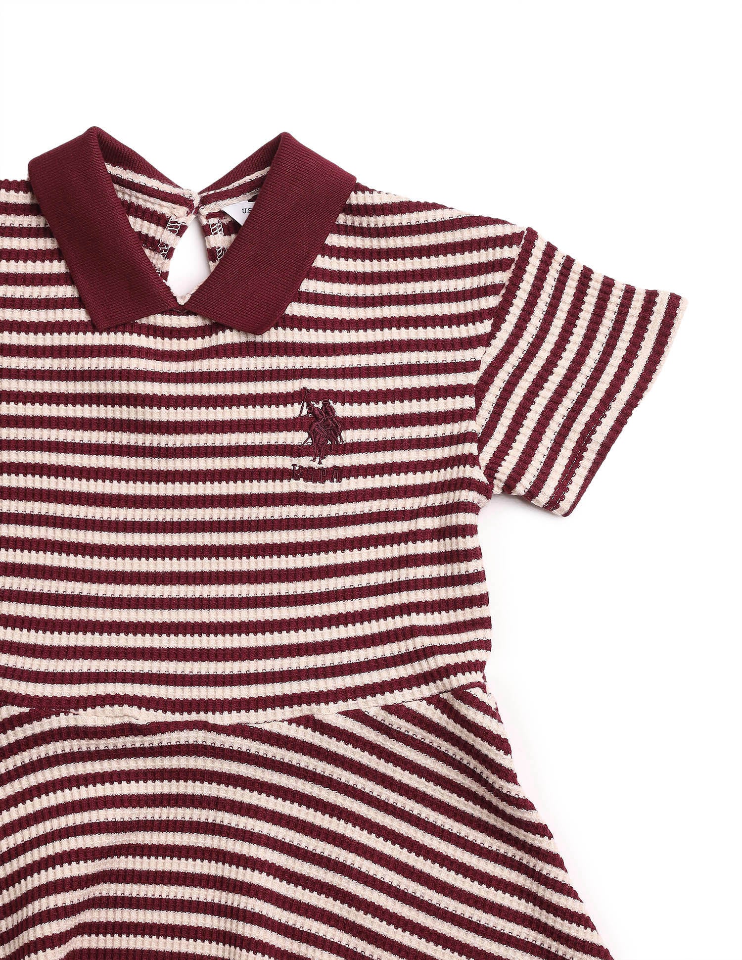 Girls Horizontal Striped Fit And Flare Dress - Image 10