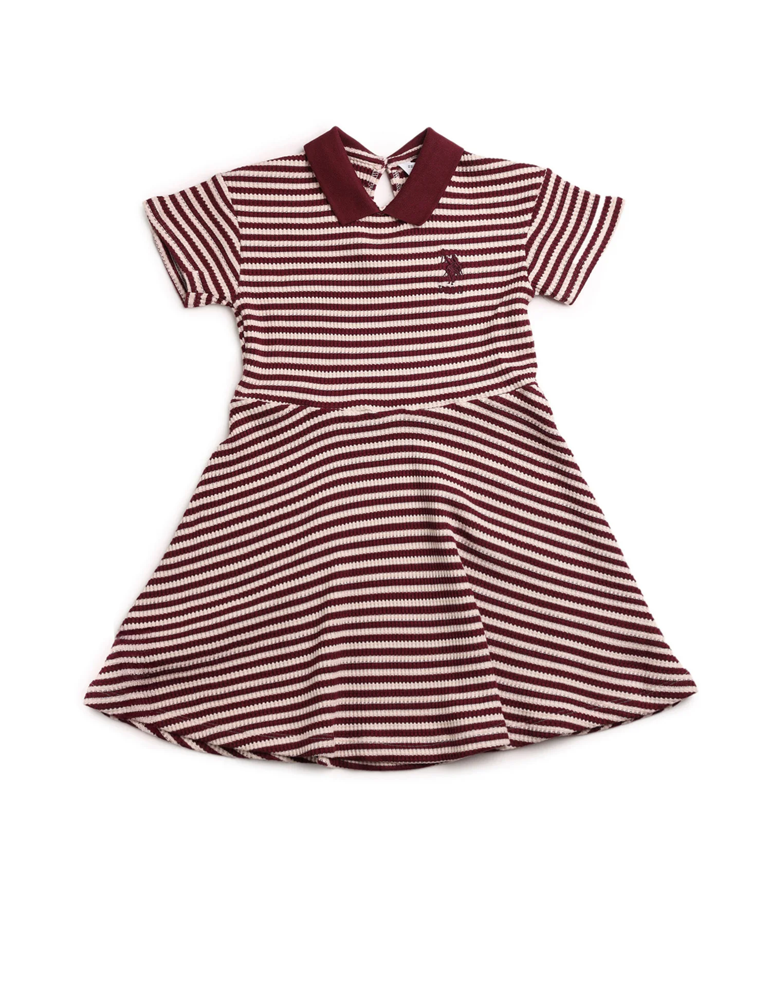 Girls Horizontal Striped Fit And Flare Dress - Image 8