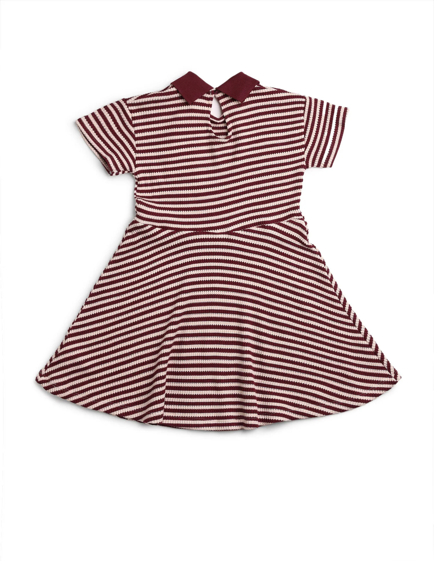 Girls Horizontal Striped Fit And Flare Dress - Image 9