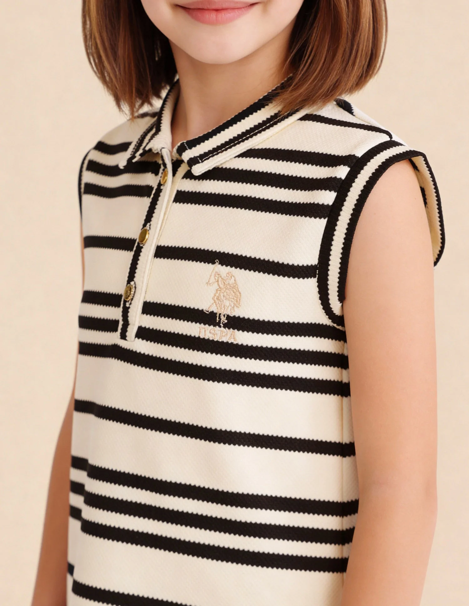 Girls Horizontal Striped Patterned Knit Dress - Image 5