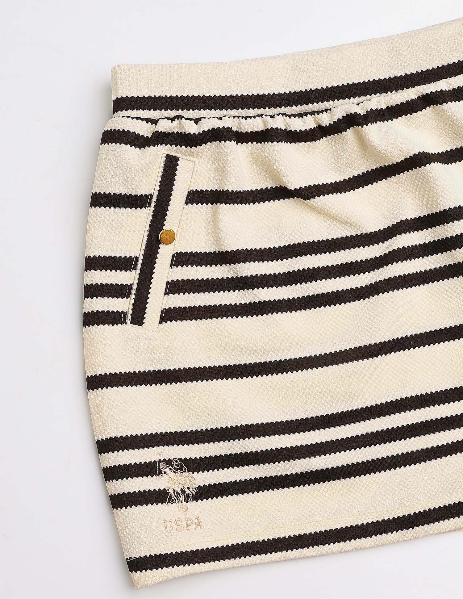 Girls Horizontal Striped Patterned Knit Skirt - Image 6
