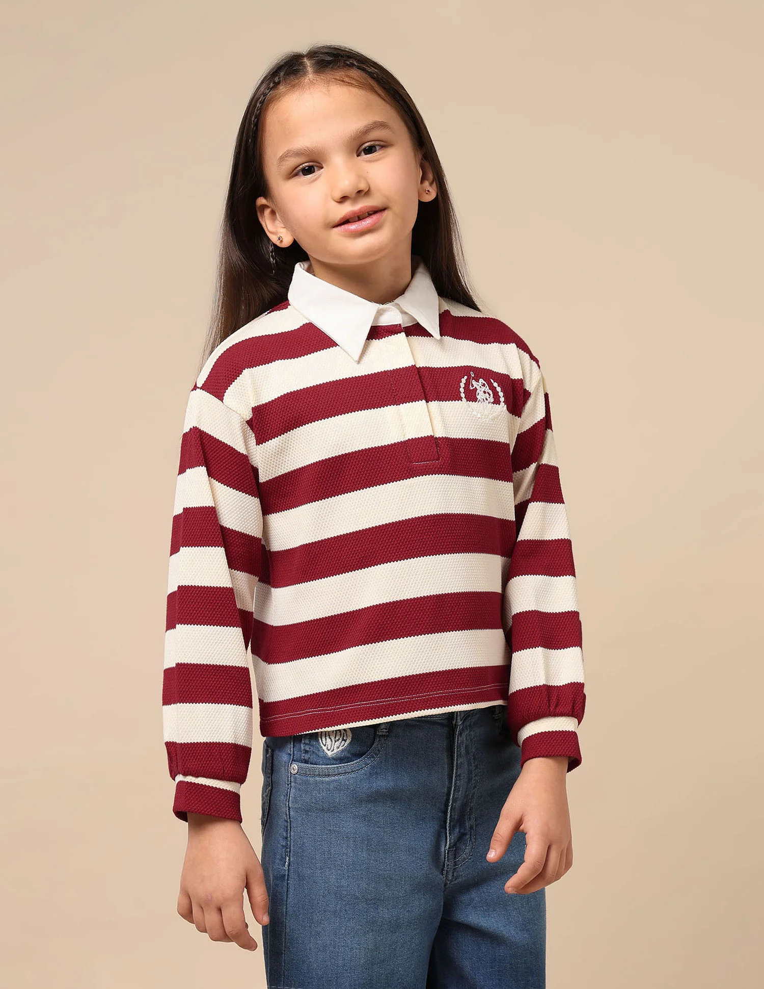 Girls Horizontal Striped Patterned Knit Top - Image 6