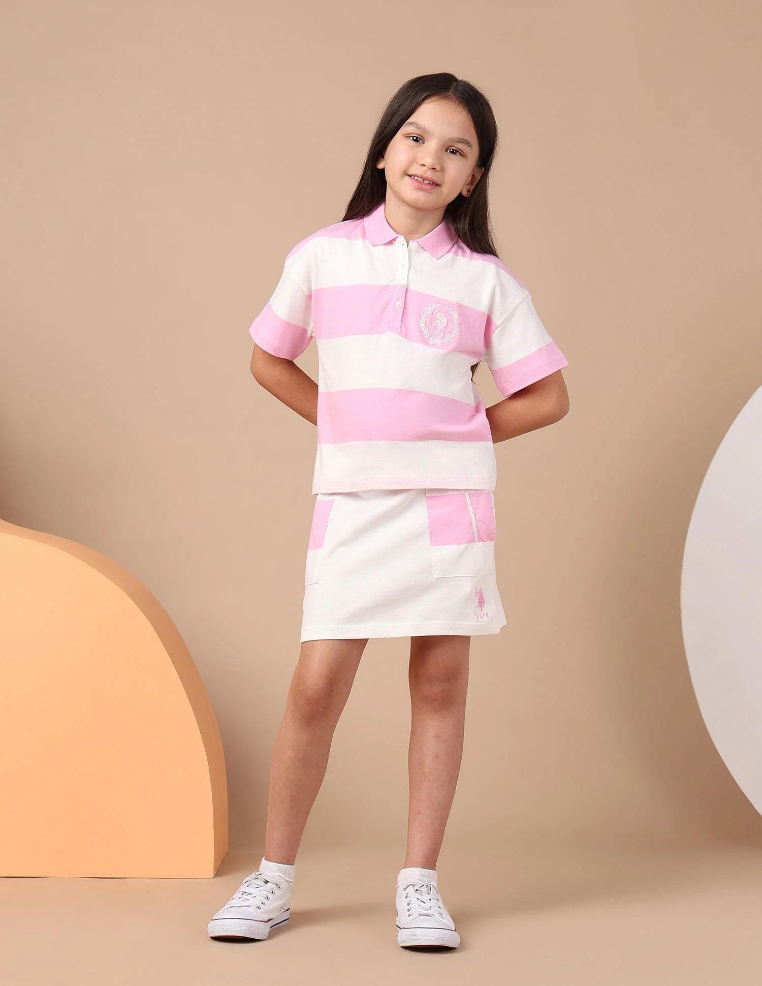 Girls Horizontal Striped Polo Shirt - Image 3