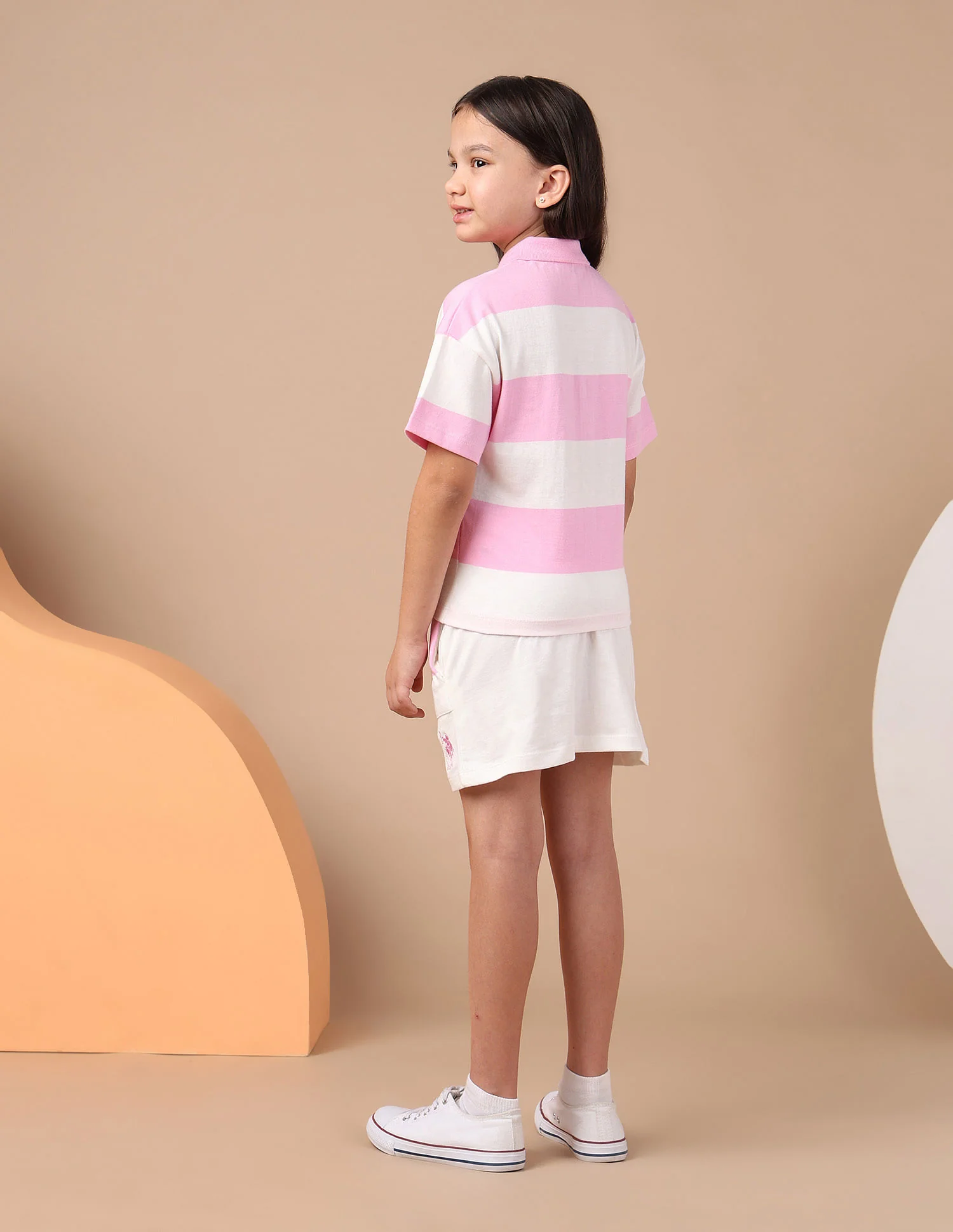 Girls Horizontal Striped Polo Shirt - Image 4