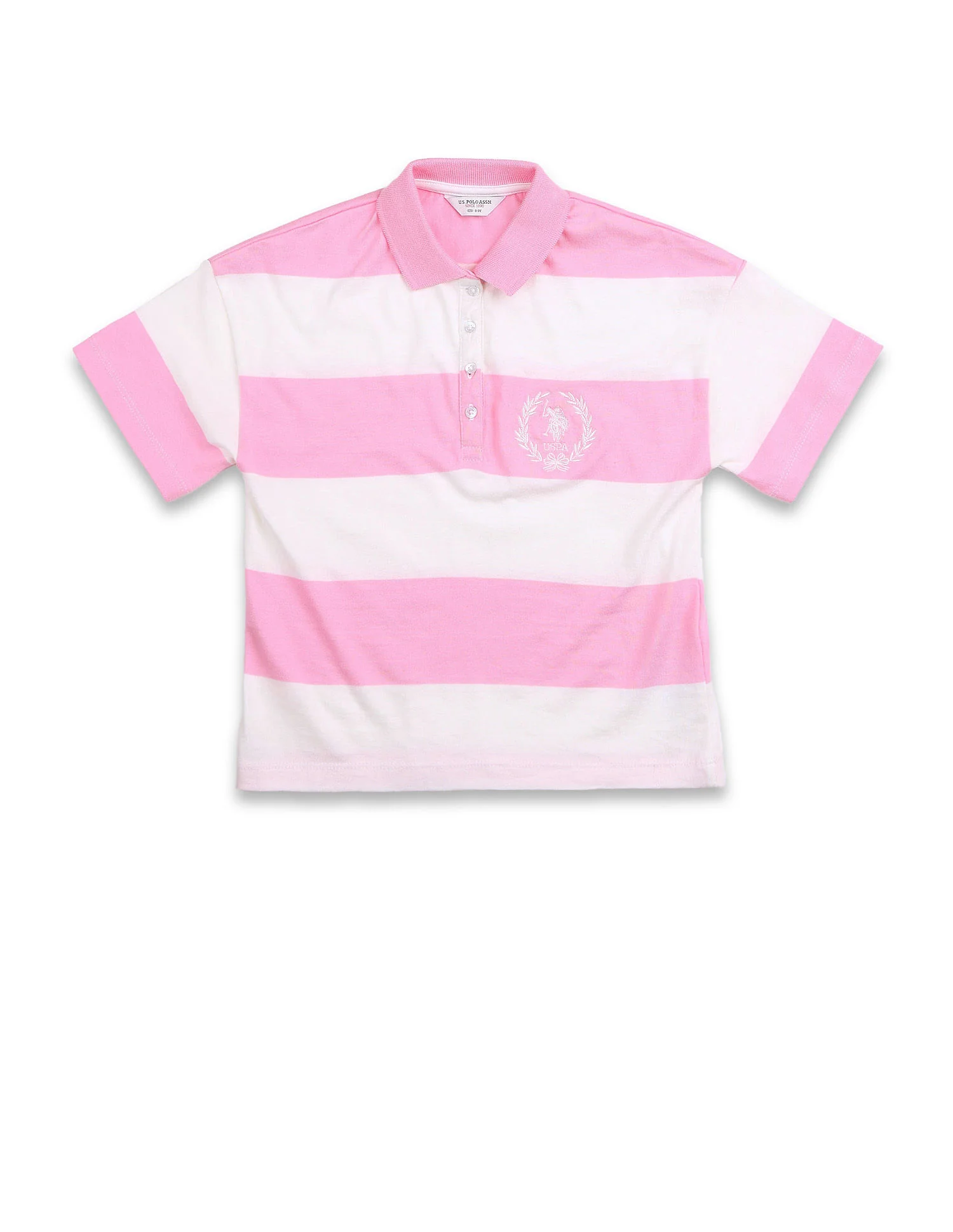 Girls Horizontal Striped Polo Shirt - Image 6