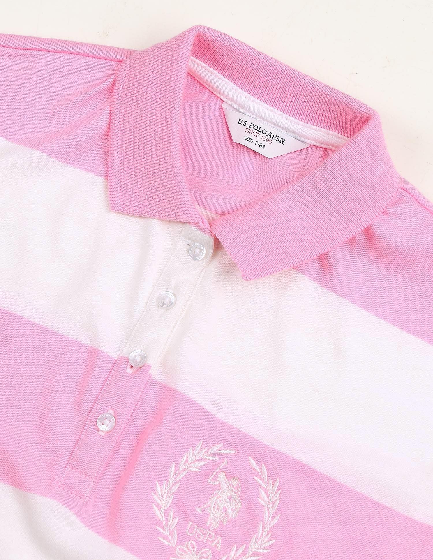 Girls Horizontal Striped Polo Shirt - Image 8