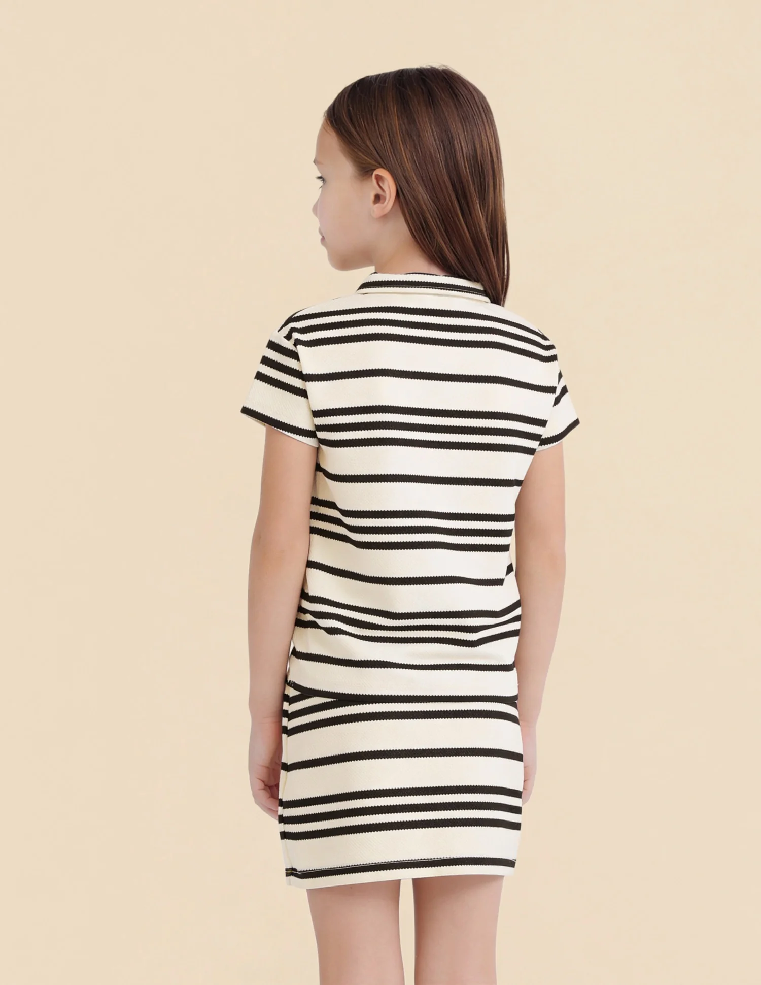 Girls Horizontal Striped Polo Shirt - Image 5