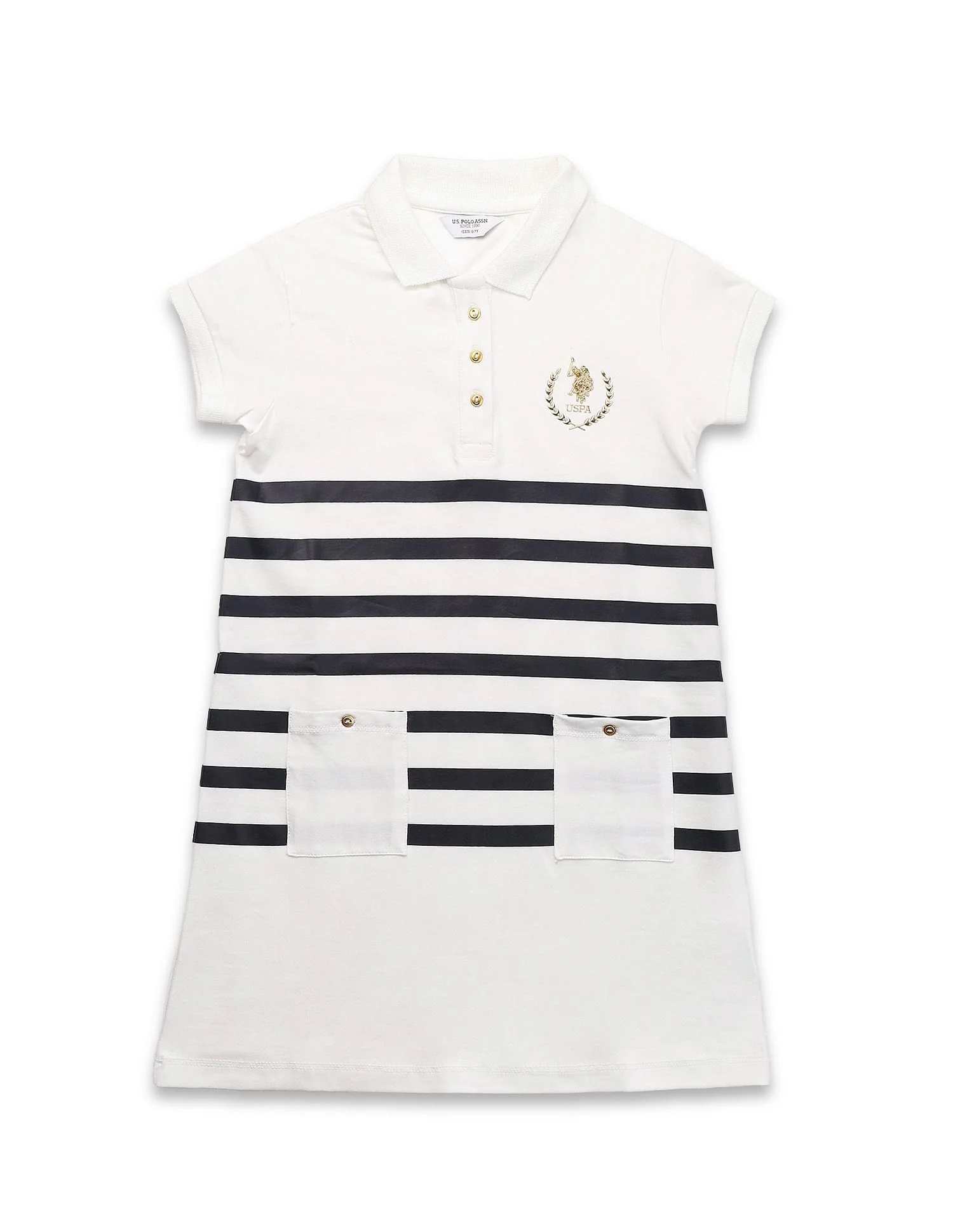 Girls Horizontal Striped Skater Dress - Image 6