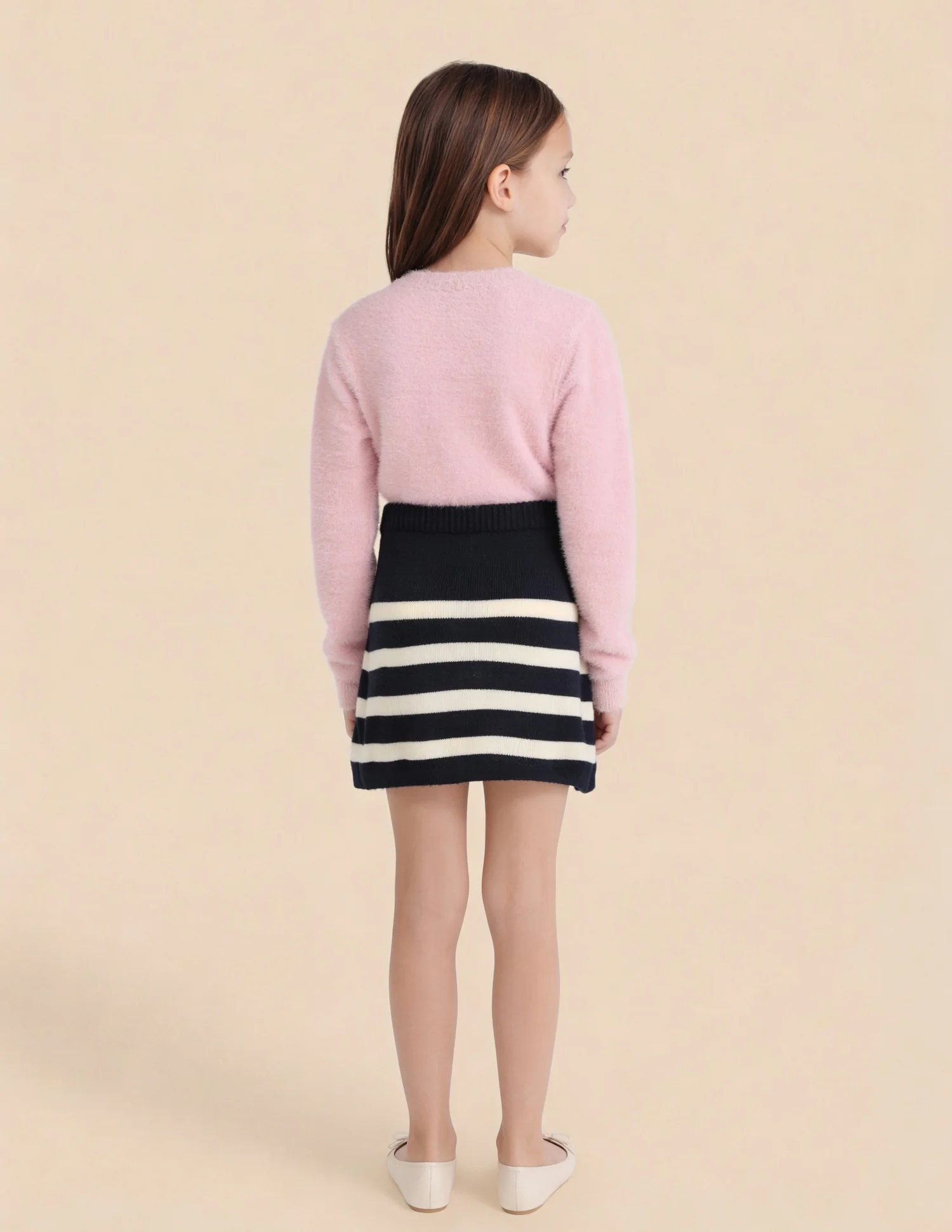 Girls Horizontal Striped Straight Fit Skirt - Image 4