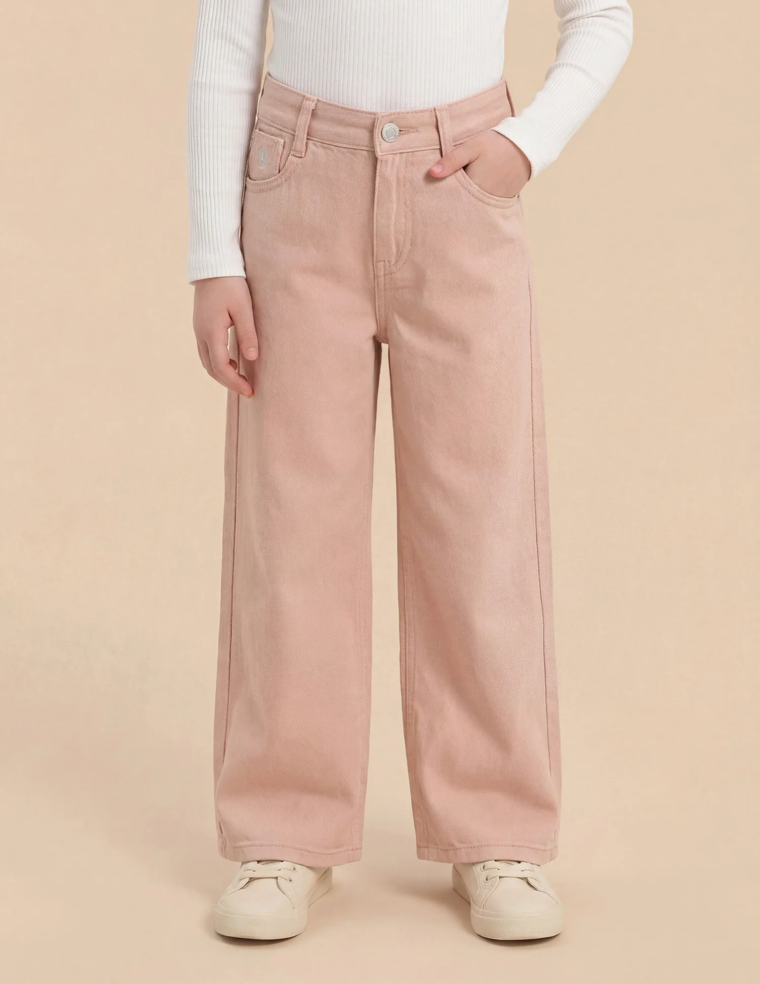 Girls Mid Rise Wide Leg Fit Jeans - Image 3