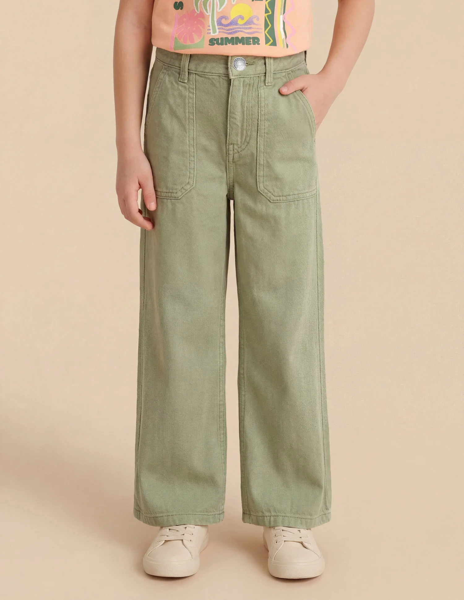 Girls Mid Rise Wide Leg Fit Jeans - Image 3