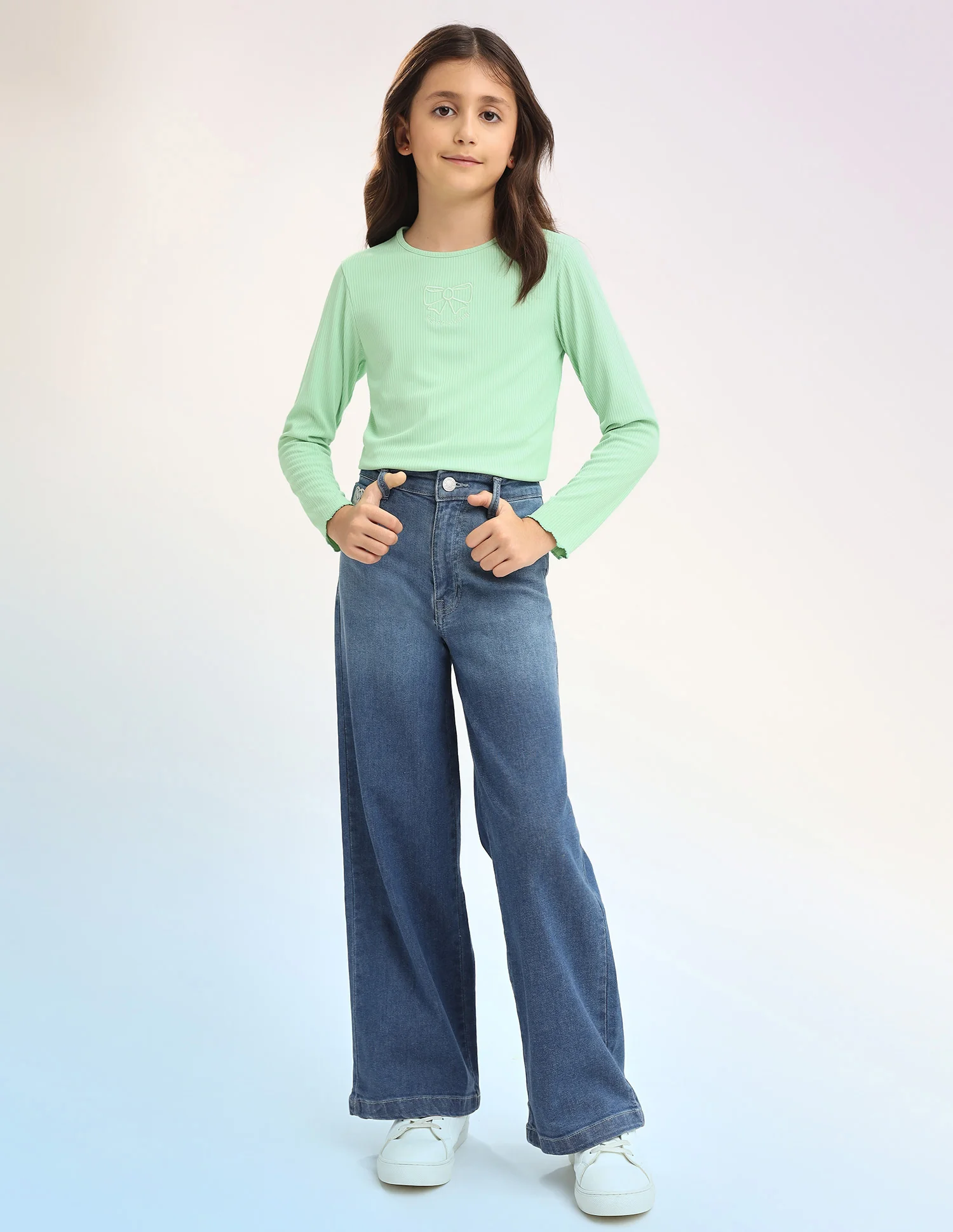 Girls Patterned Knit Regular Fit T-Shirt - Image 3