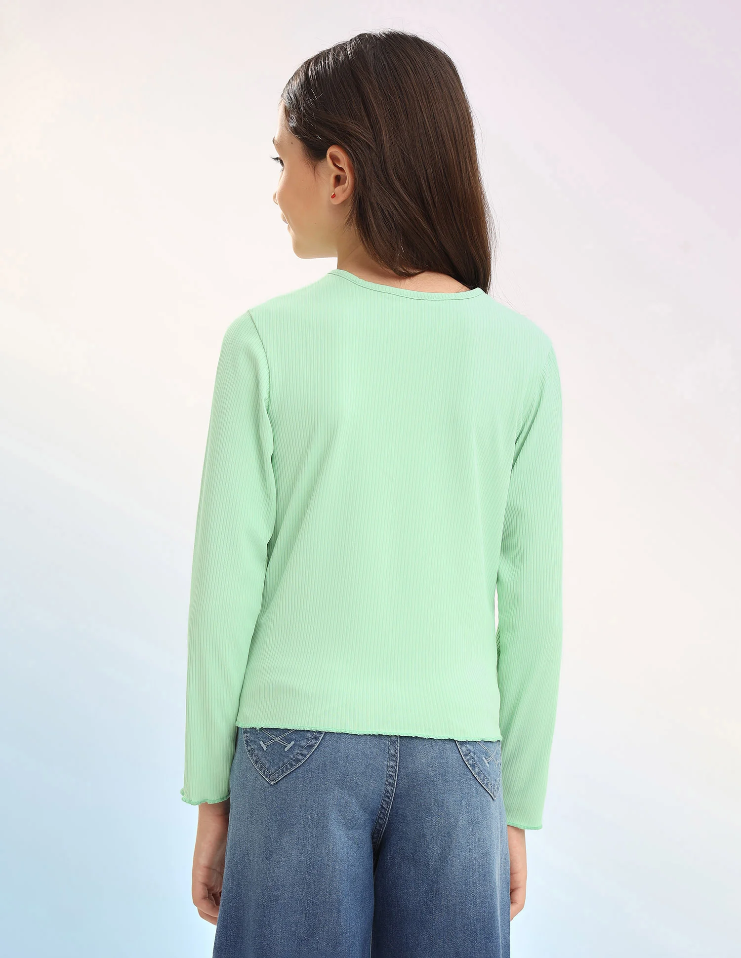 Girls Patterned Knit Regular Fit T-Shirt - Image 5