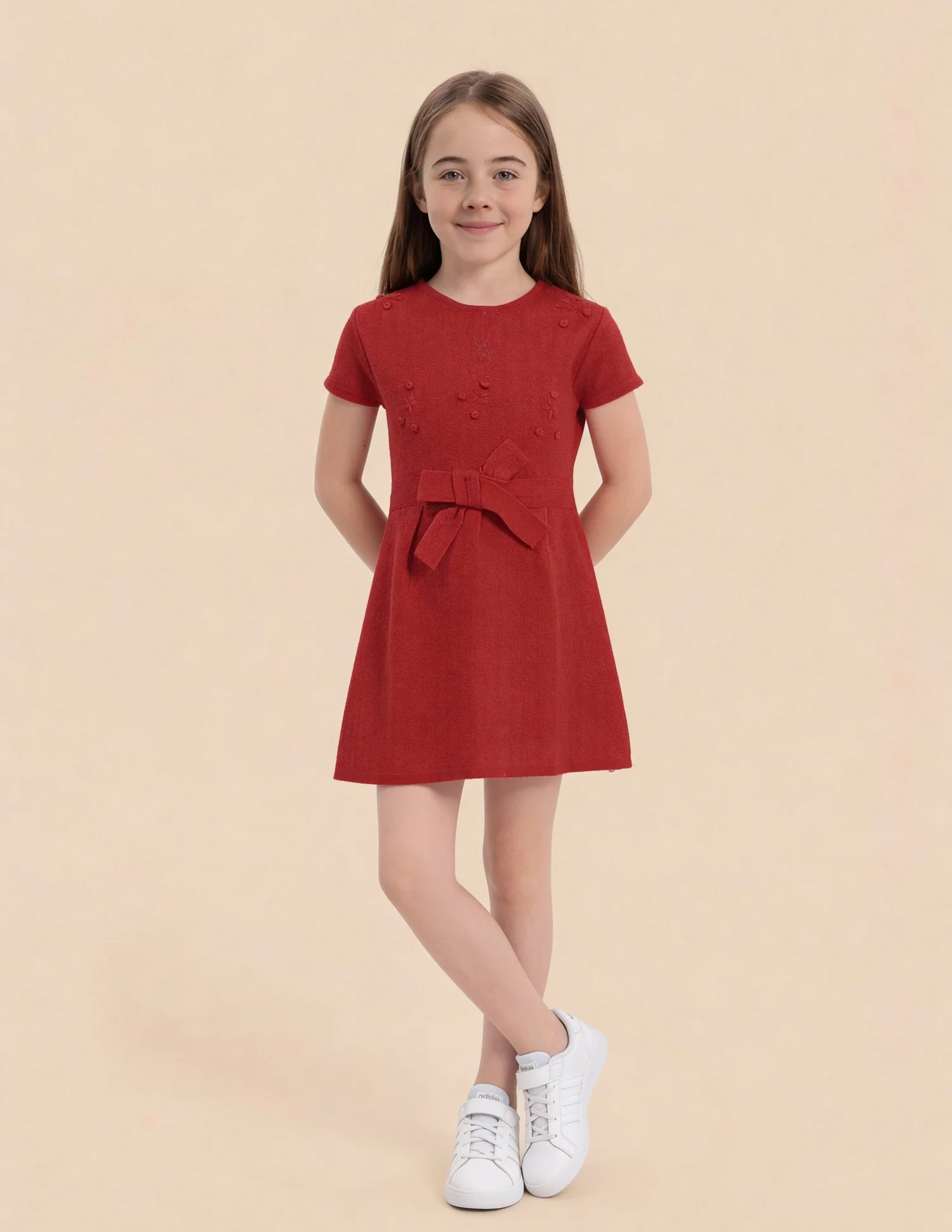 Girls Patterned Knit Skater Dress - Image 3