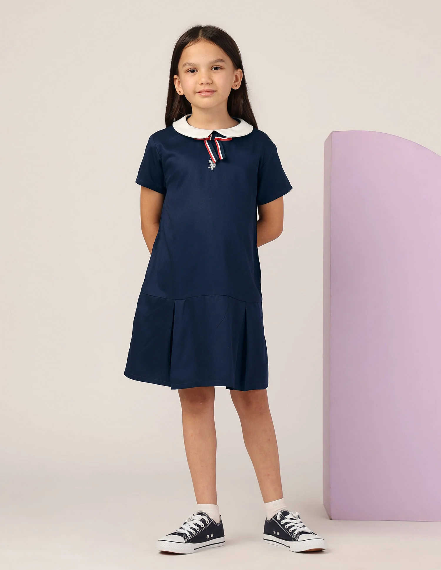 Girls Peter Pan Collar A-Line Dress - Image 3