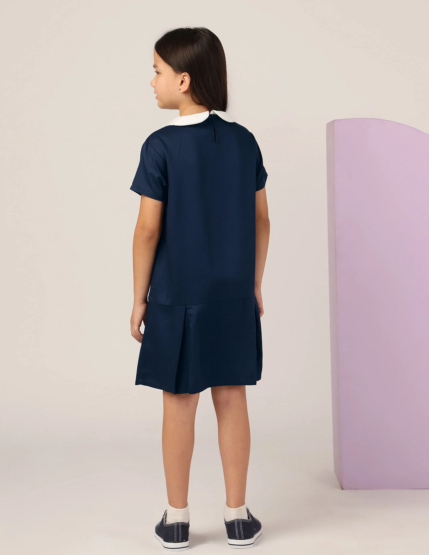 Girls Peter Pan Collar A-Line Dress - Image 4