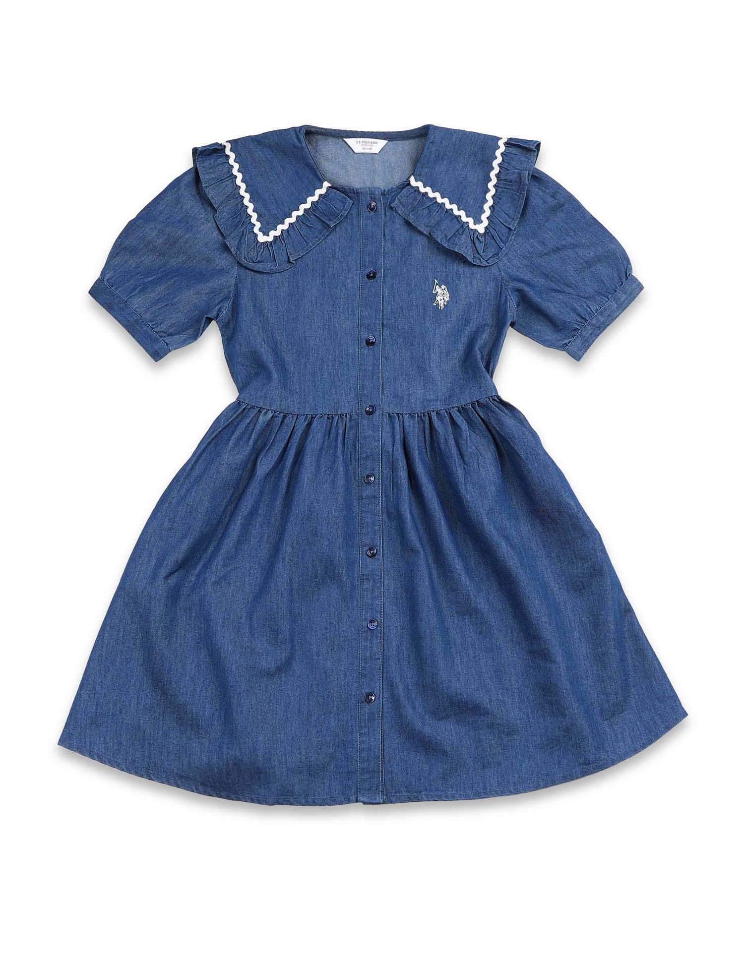 Girls Peter Pan Collar A-Line Dress - Image 6