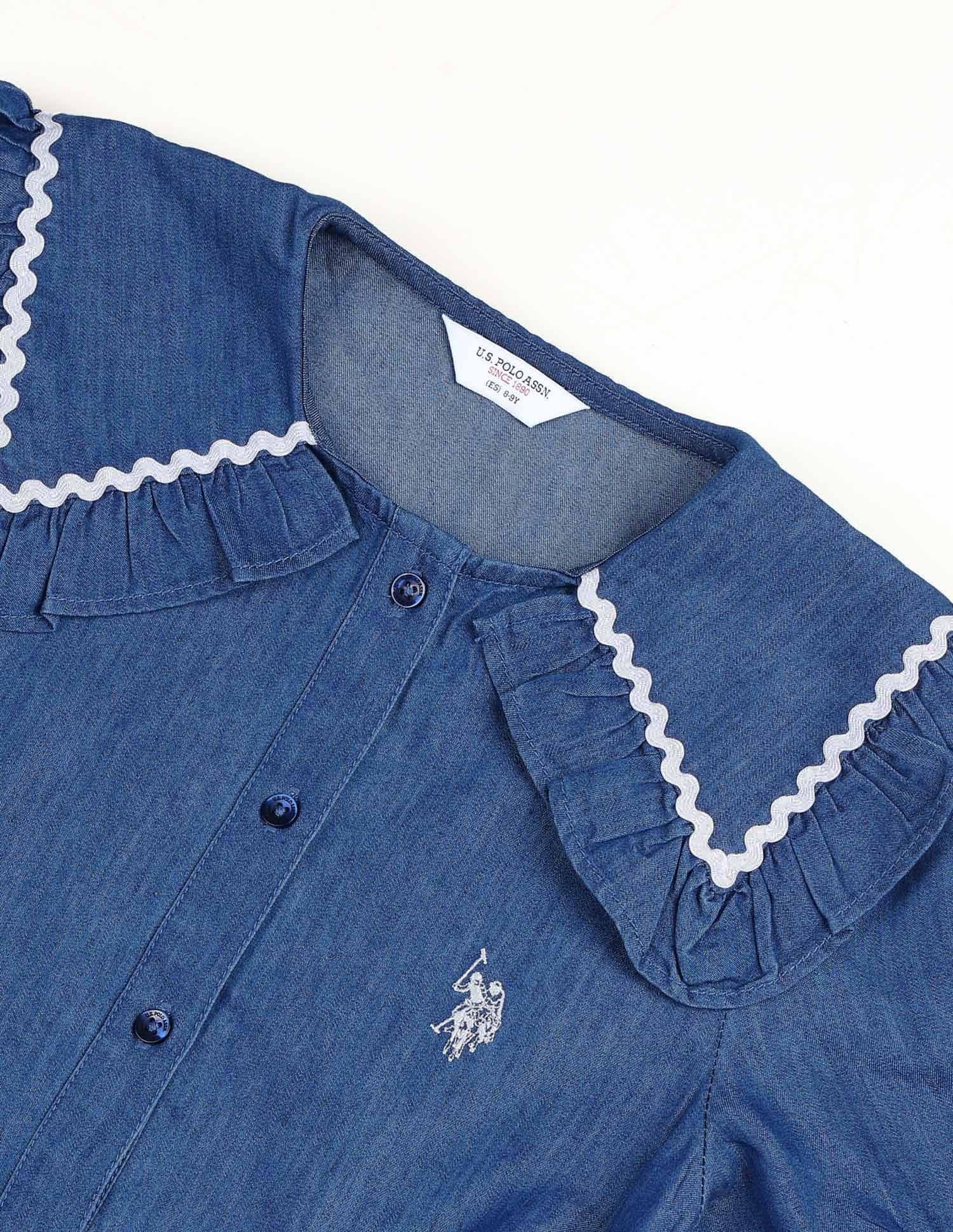 Girls Peter Pan Collar A-Line Dress - Image 8