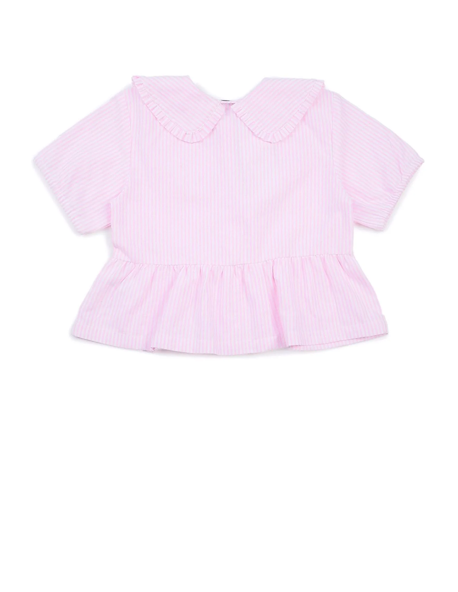 Girls Peter Pan Collar Striped Top - Image 7