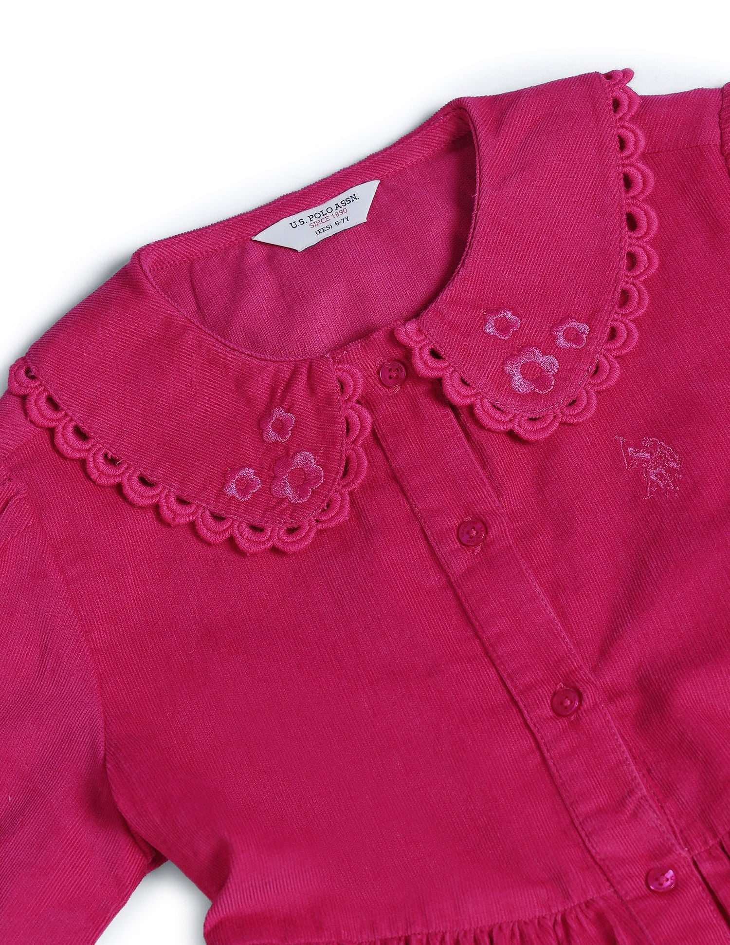 Girls Peterpan Collar Corduroy Dress - Image 2