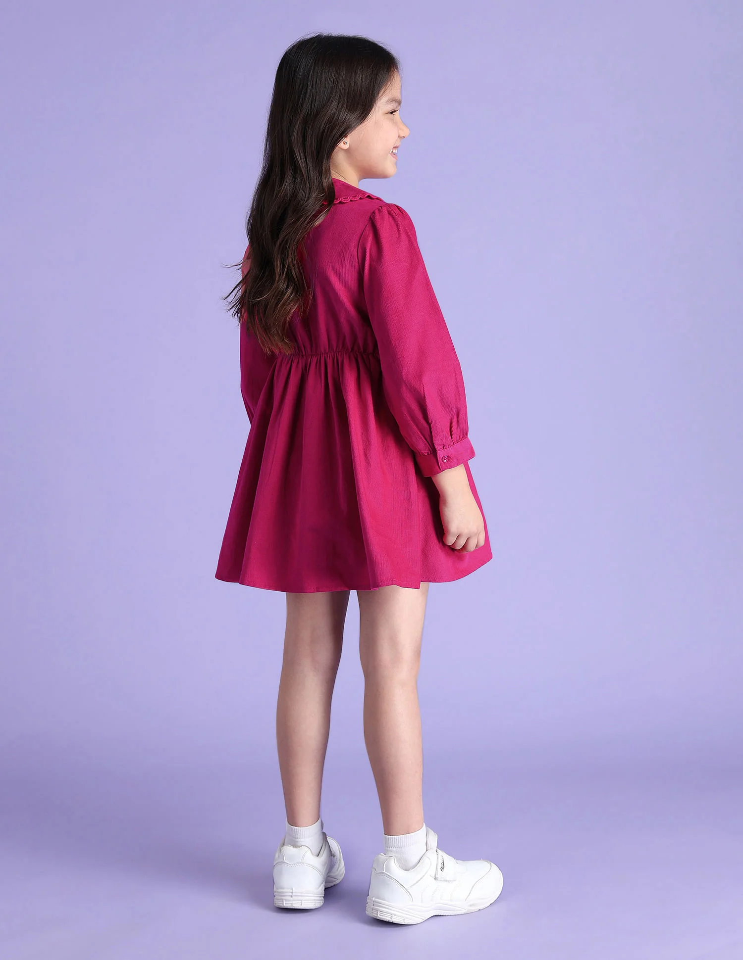 Girls Peterpan Collar Corduroy Dress - Image 4
