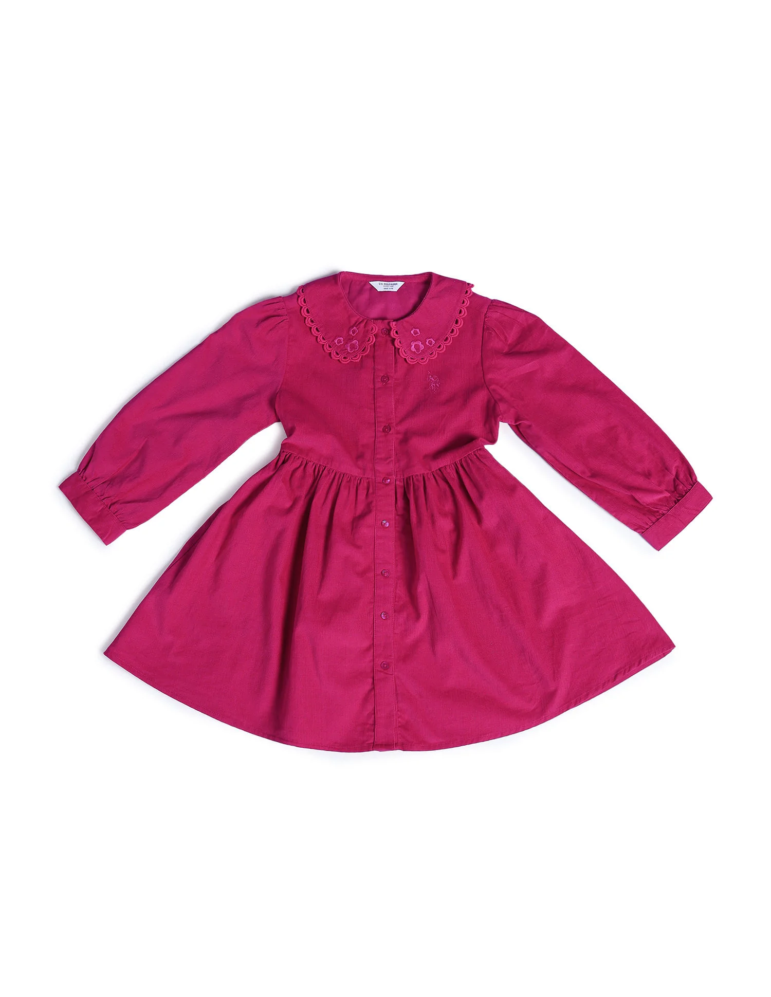 Girls Peterpan Collar Corduroy Dress - Image 5