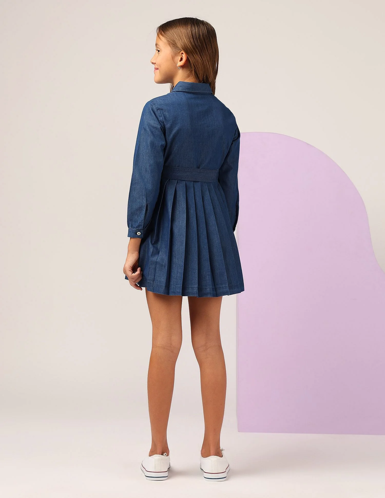 Girls Pleated Polo Skater Dress - Image 4