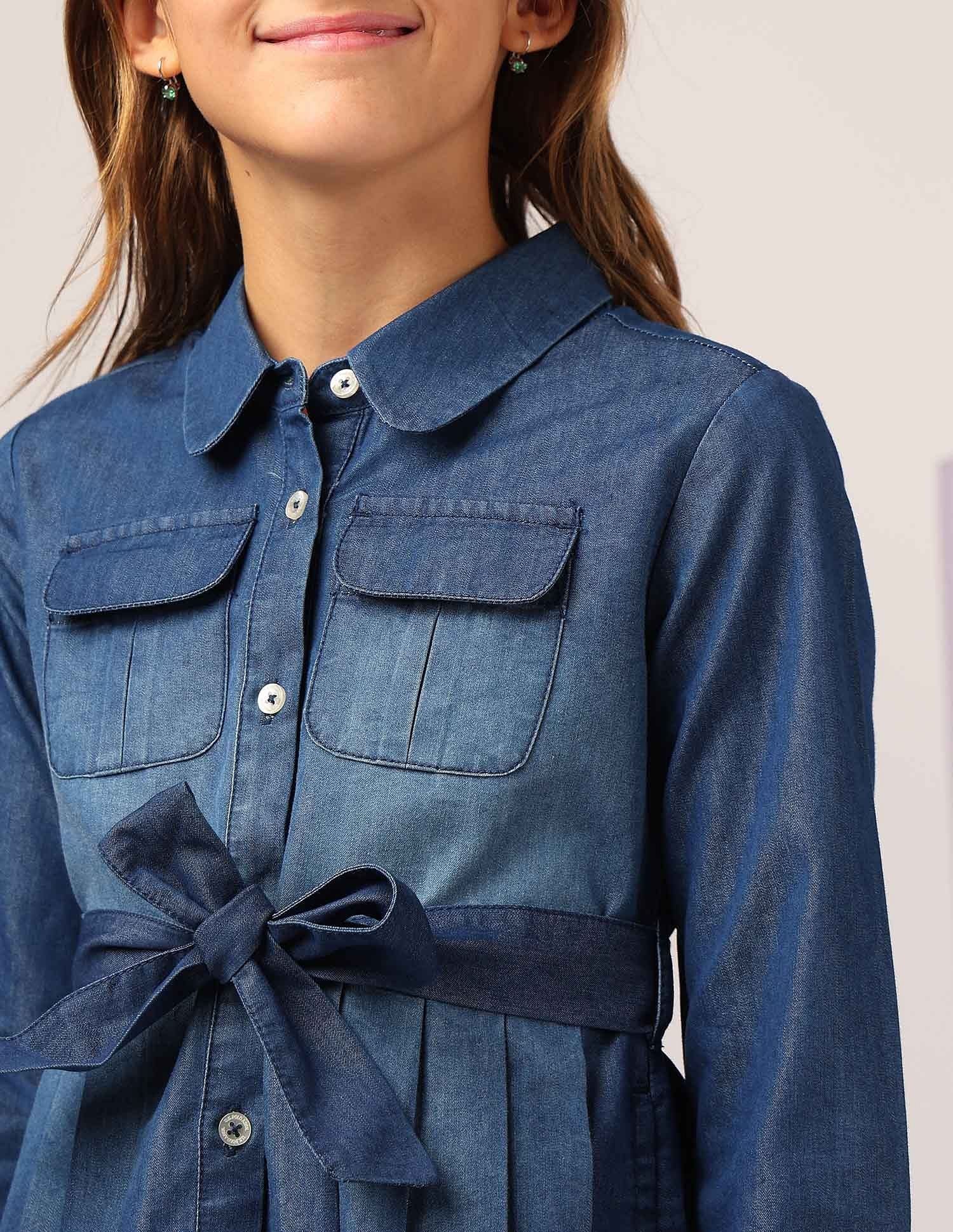 Girls Pleated Polo Skater Dress - Image 5