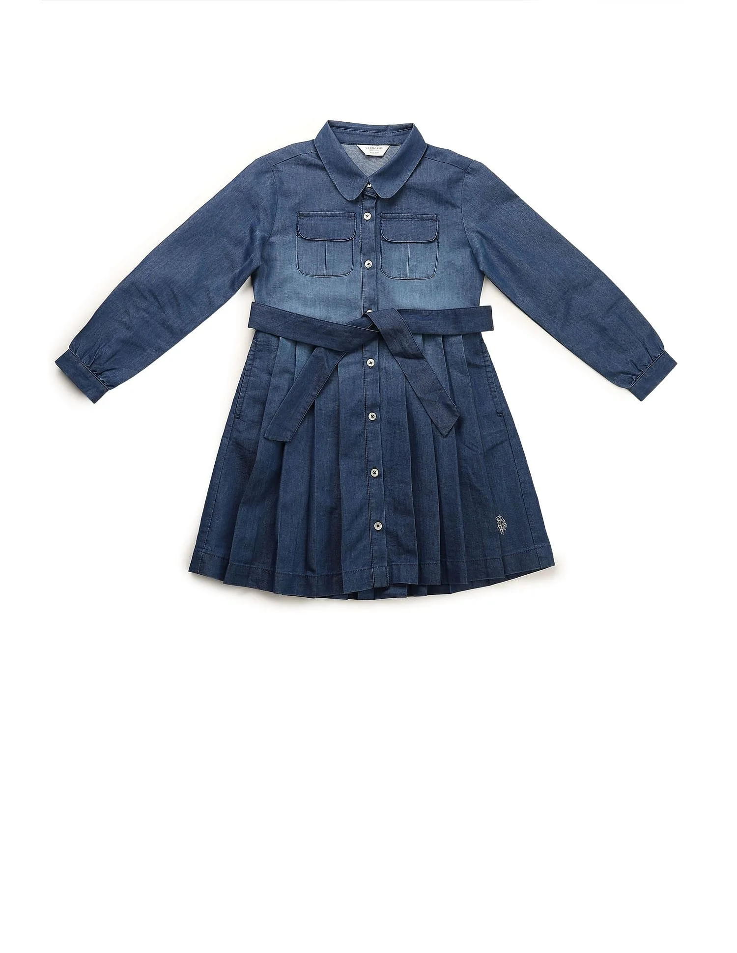 Girls Pleated Polo Skater Dress - Image 6