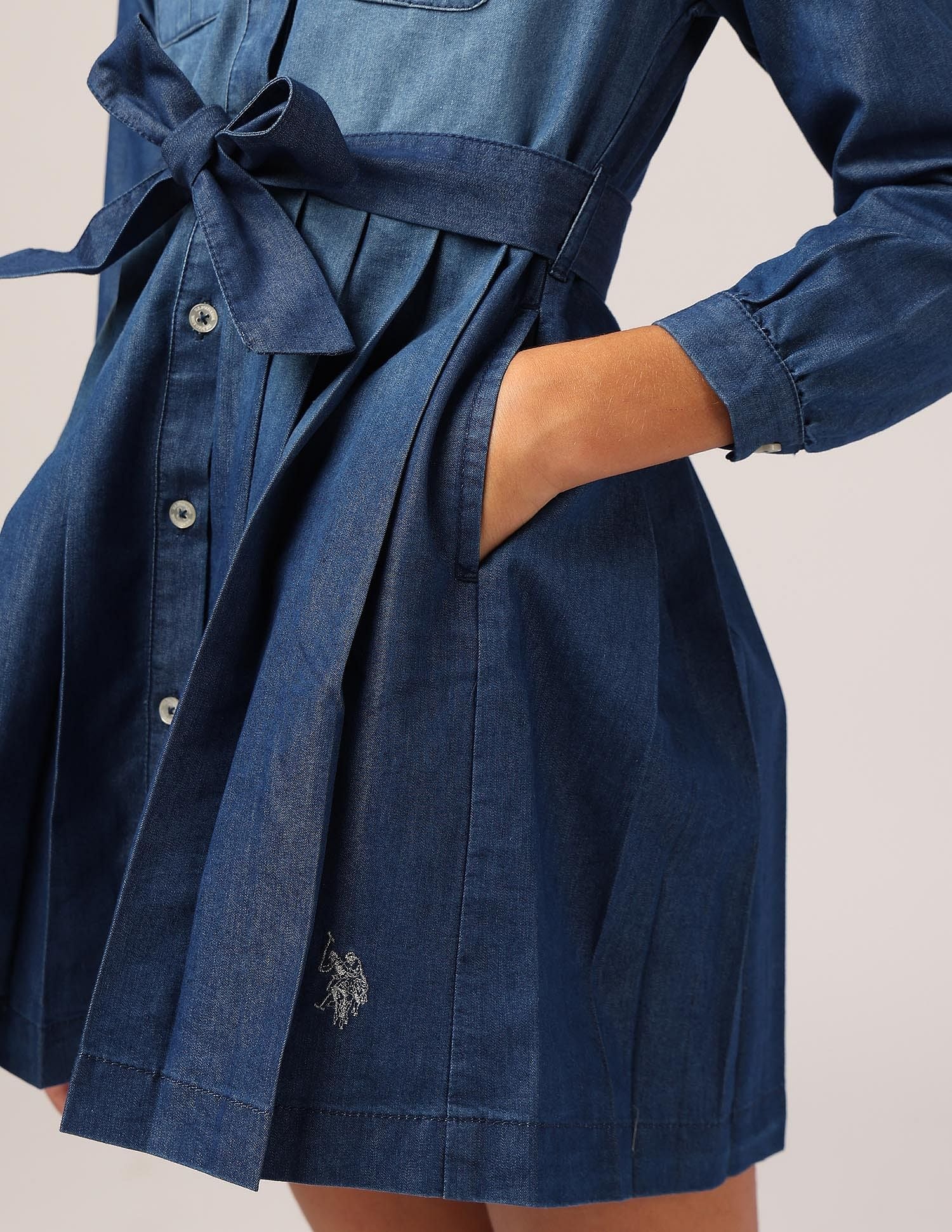 Girls Pleated Polo Skater Dress - Image 8