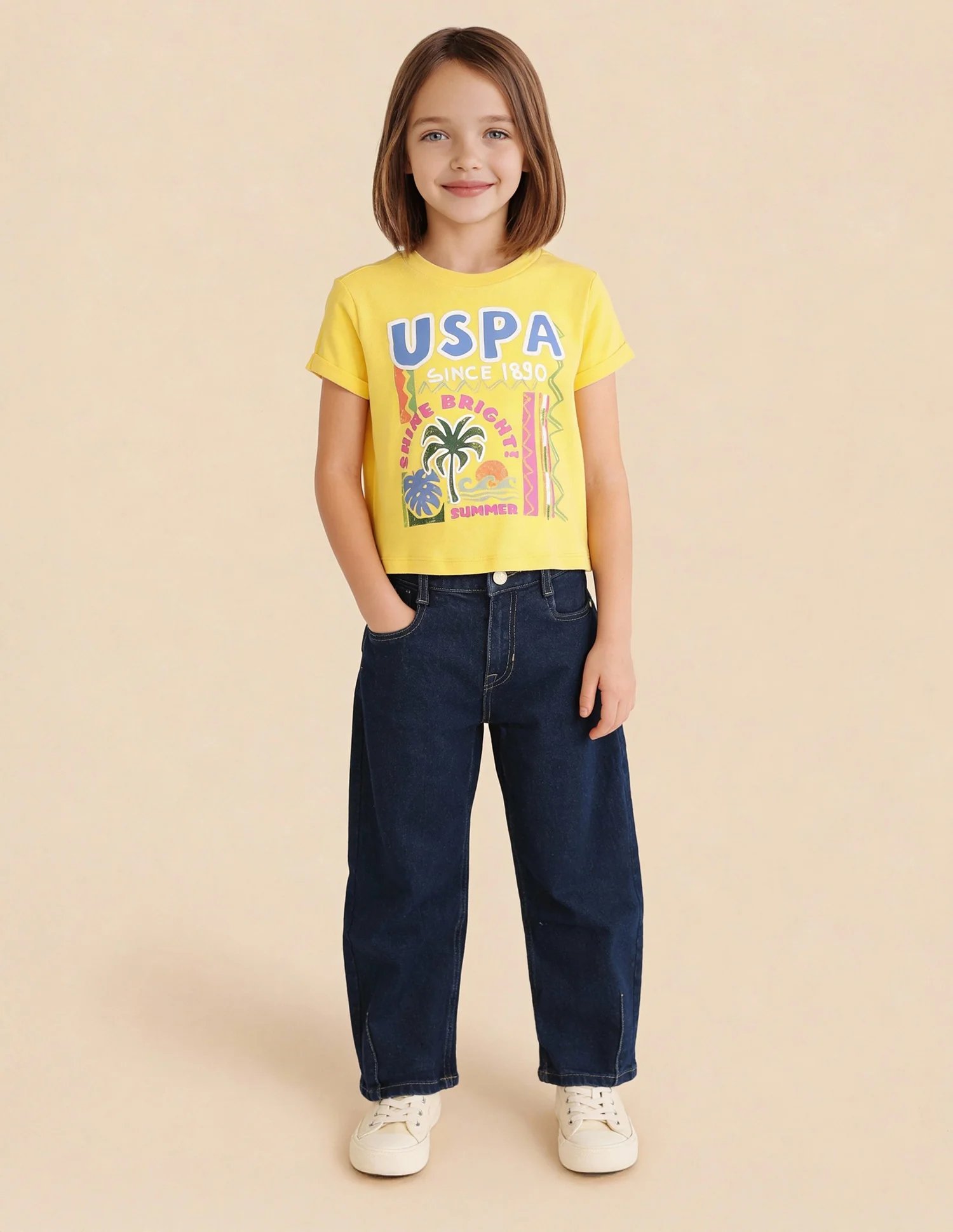Girls Regular Fit Graphic Brand Printed Top - Image 3