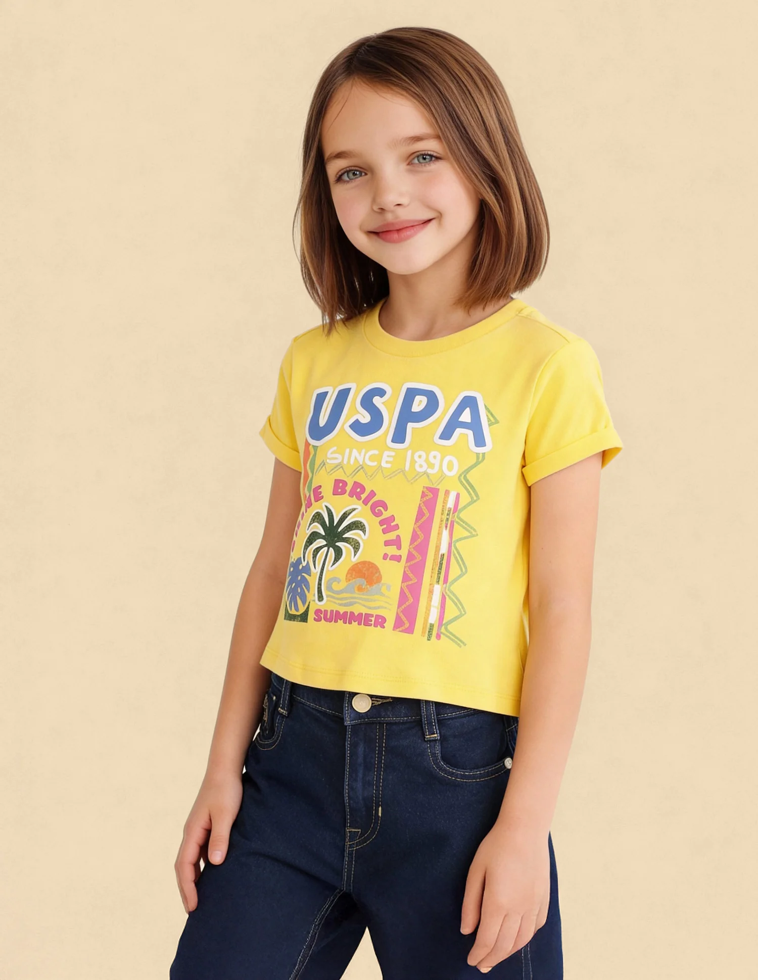 Girls Regular Fit Graphic Brand Printed Top - Image 4