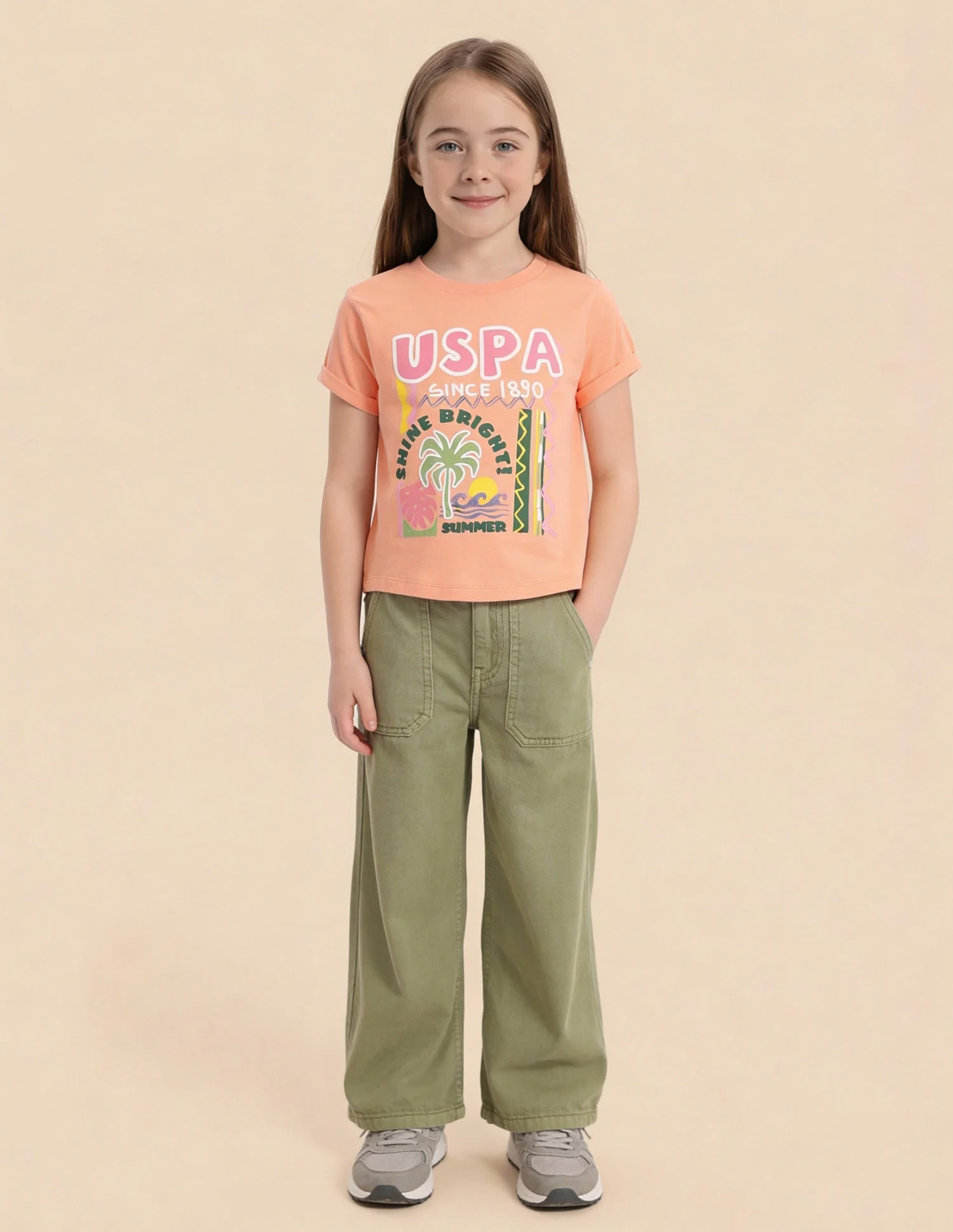 Girls Regular Fit Graphic Brand Printed Top - Image 3