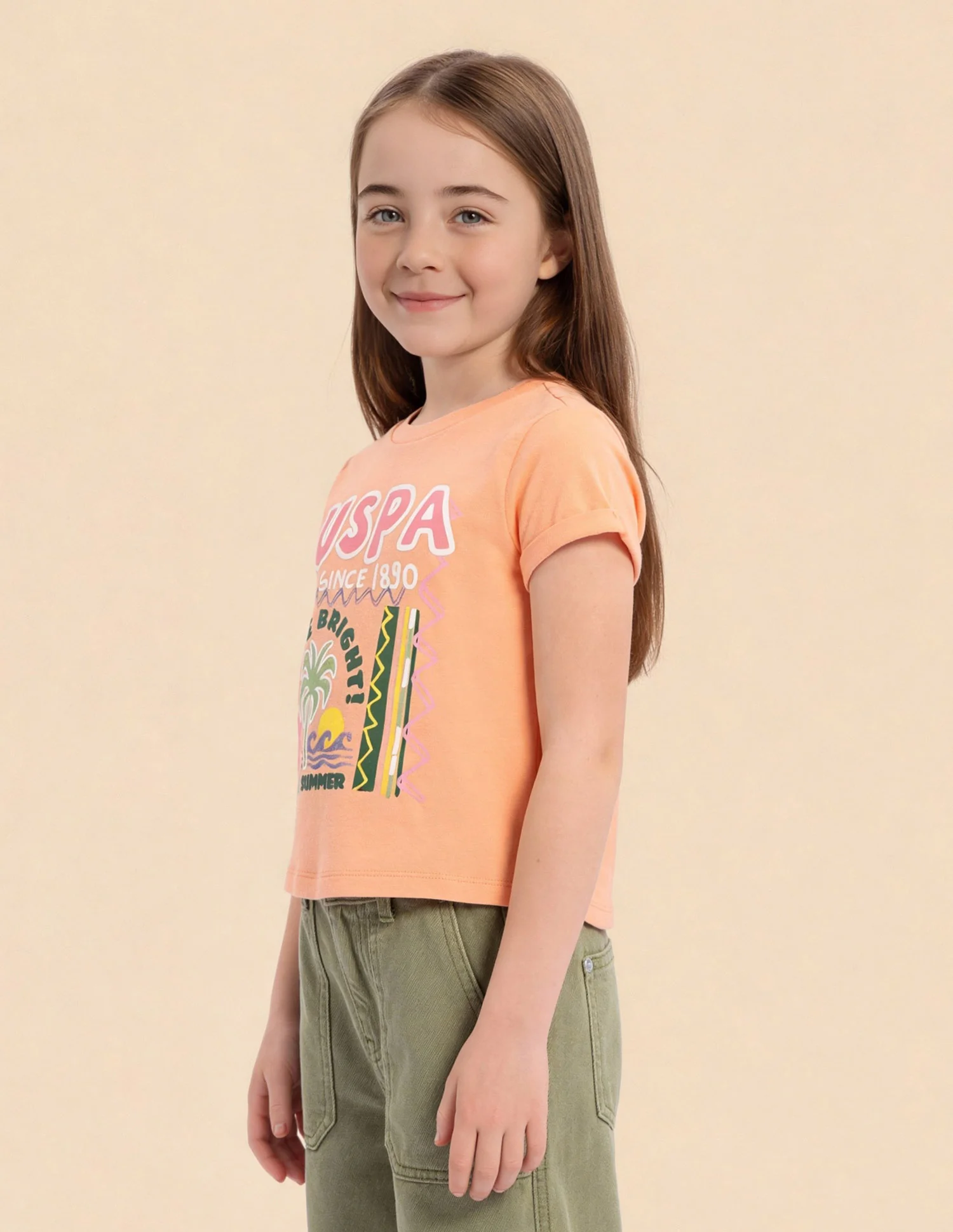 Girls Regular Fit Graphic Brand Printed Top - Image 4