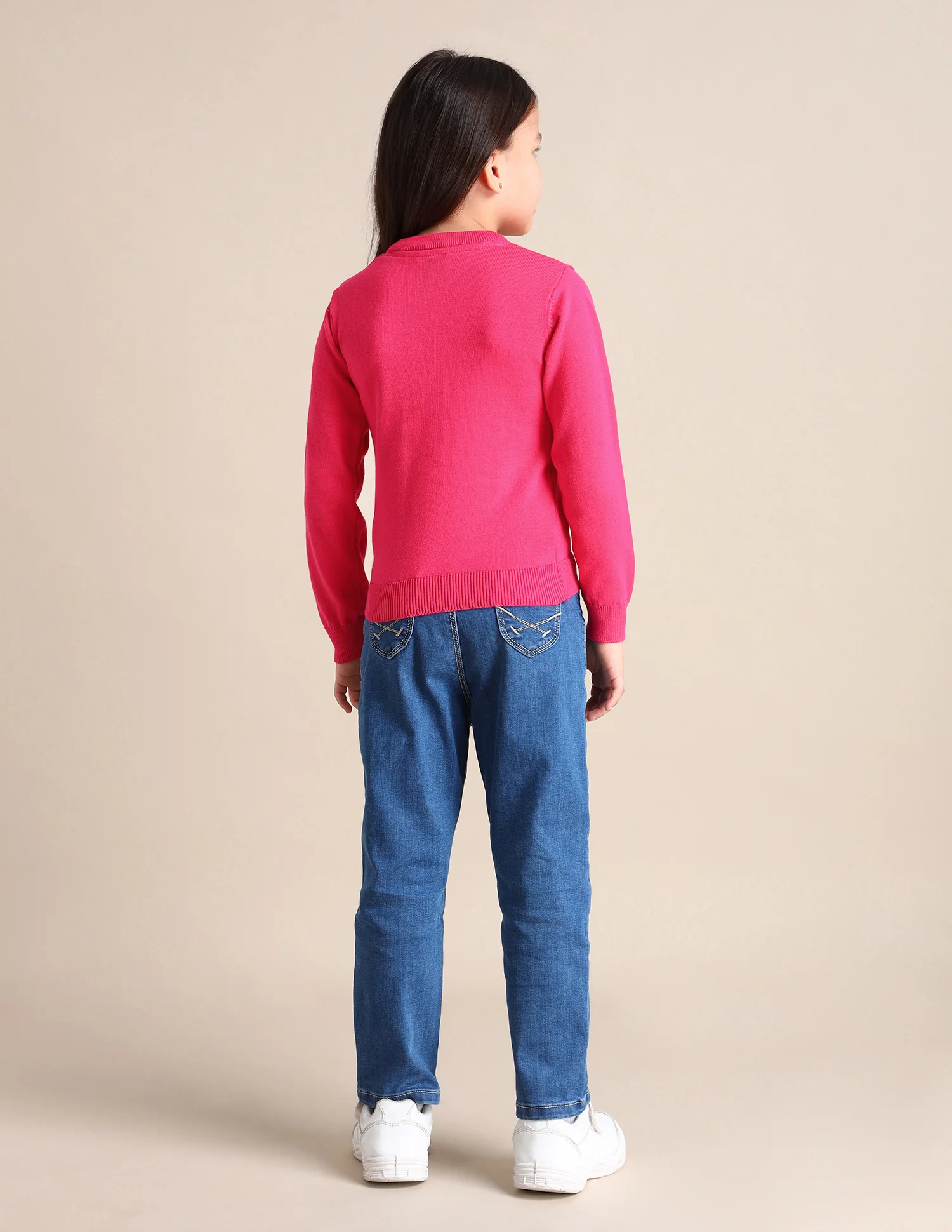 Girls Regular Fit Graphic Printed Sweater - Image 4