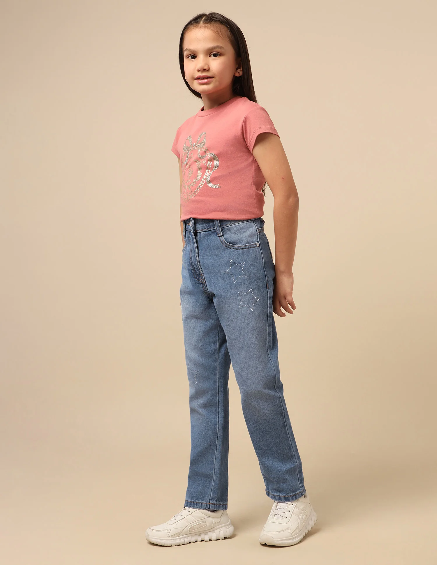 Girls Regular Fit Whiskered Jeans - Image 4