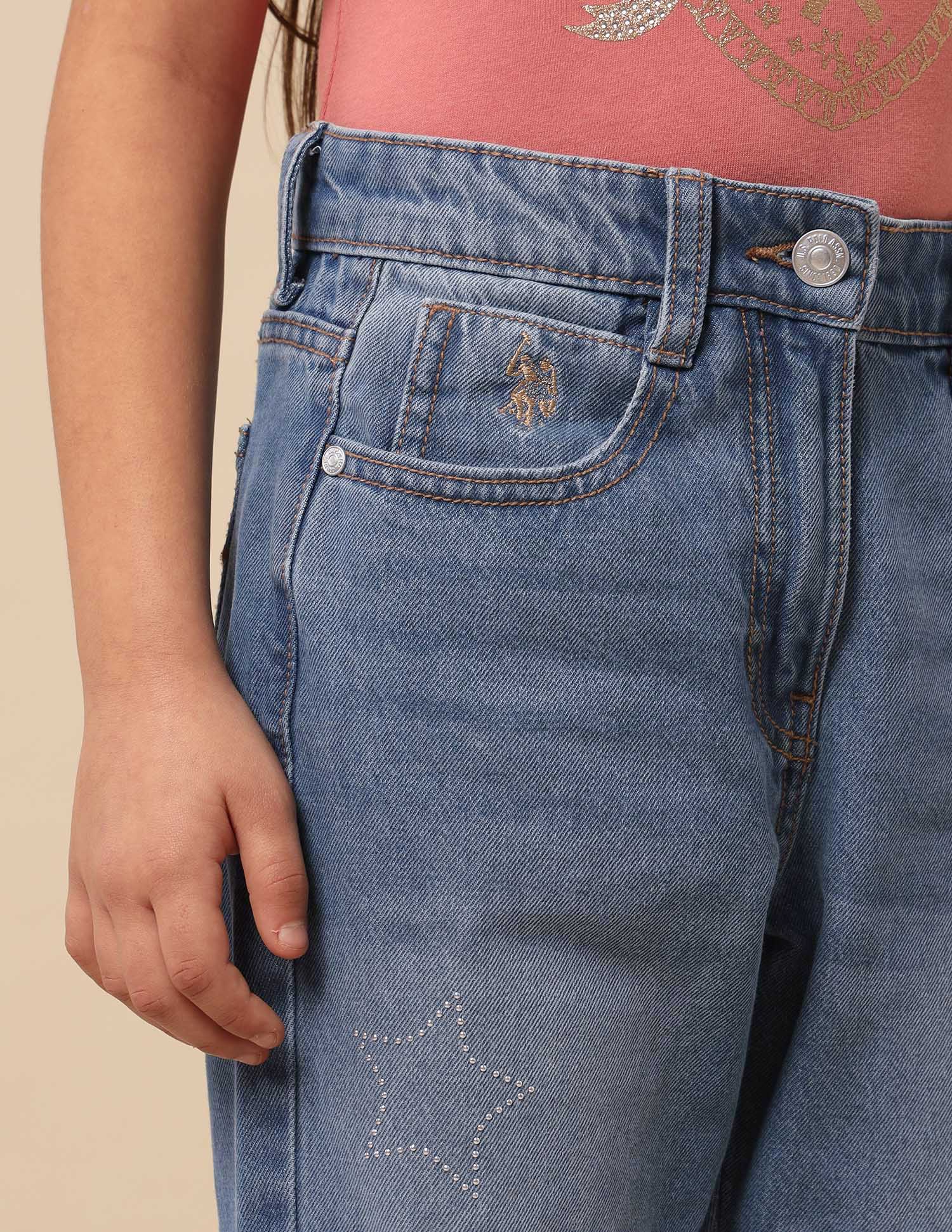 Girls Regular Fit Whiskered Jeans - Image 7