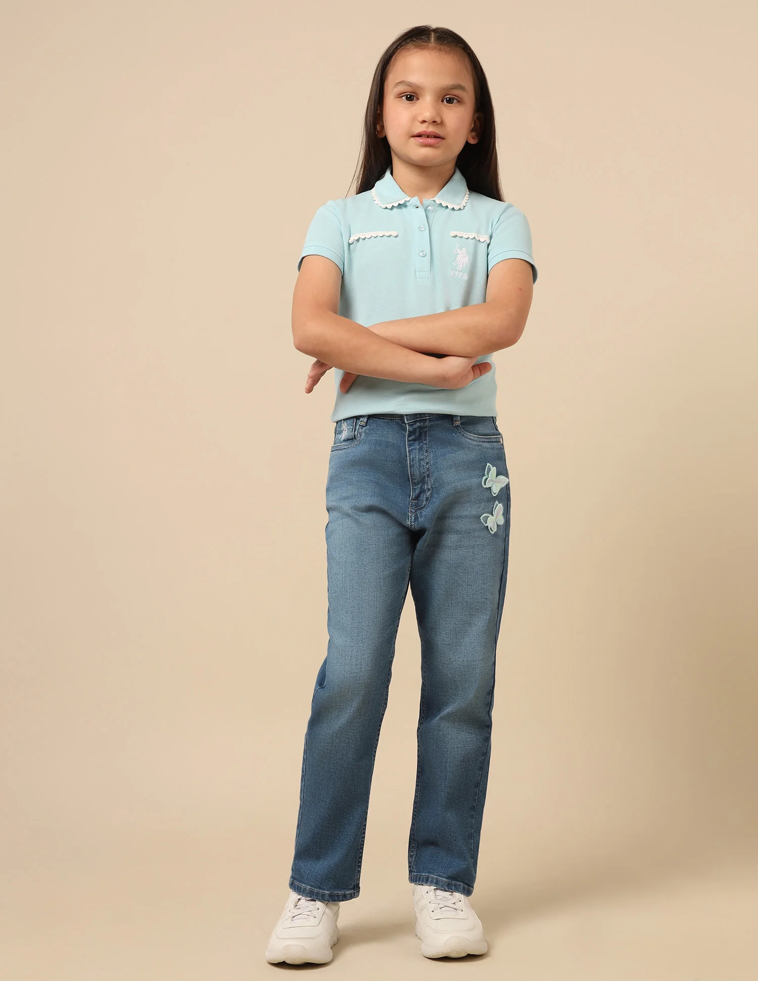 Girls Regular Fit Whiskered Jeans - Image 3