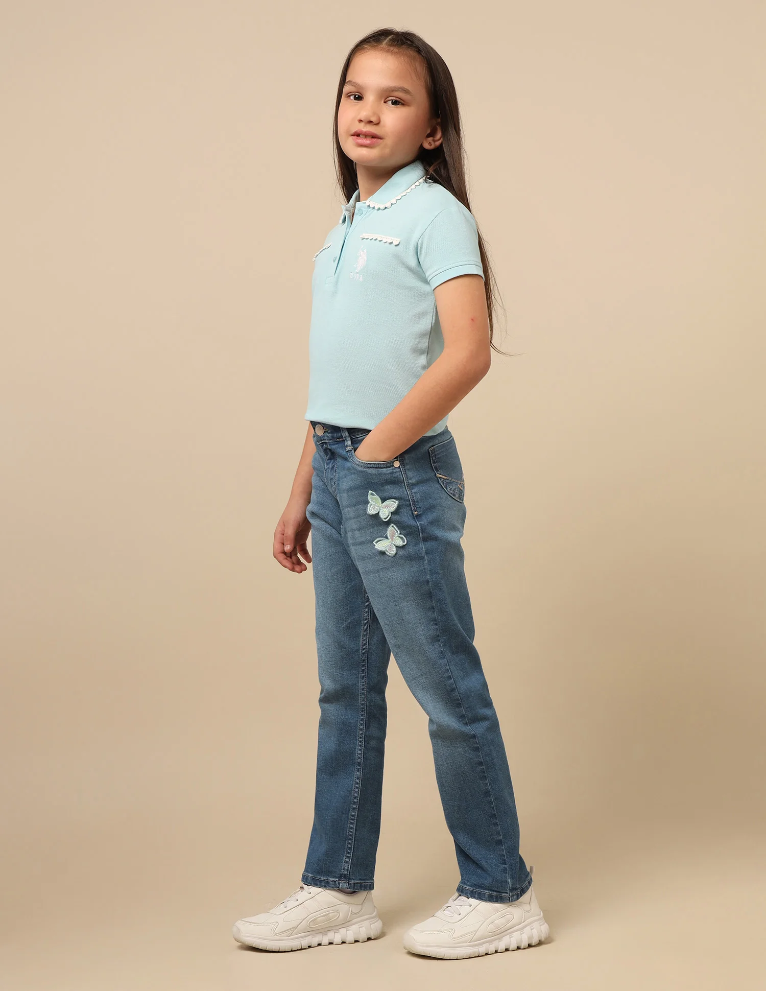 Girls Regular Fit Whiskered Jeans - Image 4