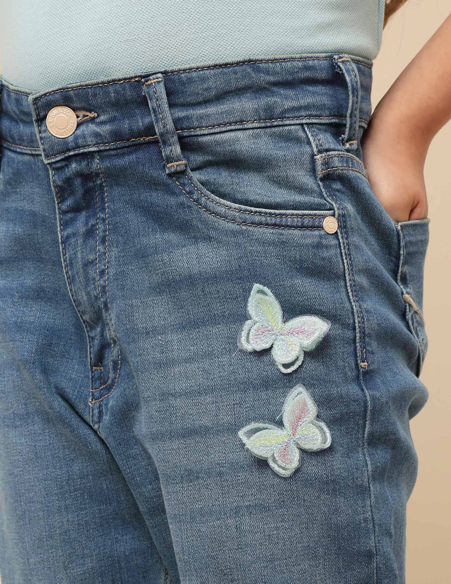 Girls Regular Fit Whiskered Jeans - Image 7