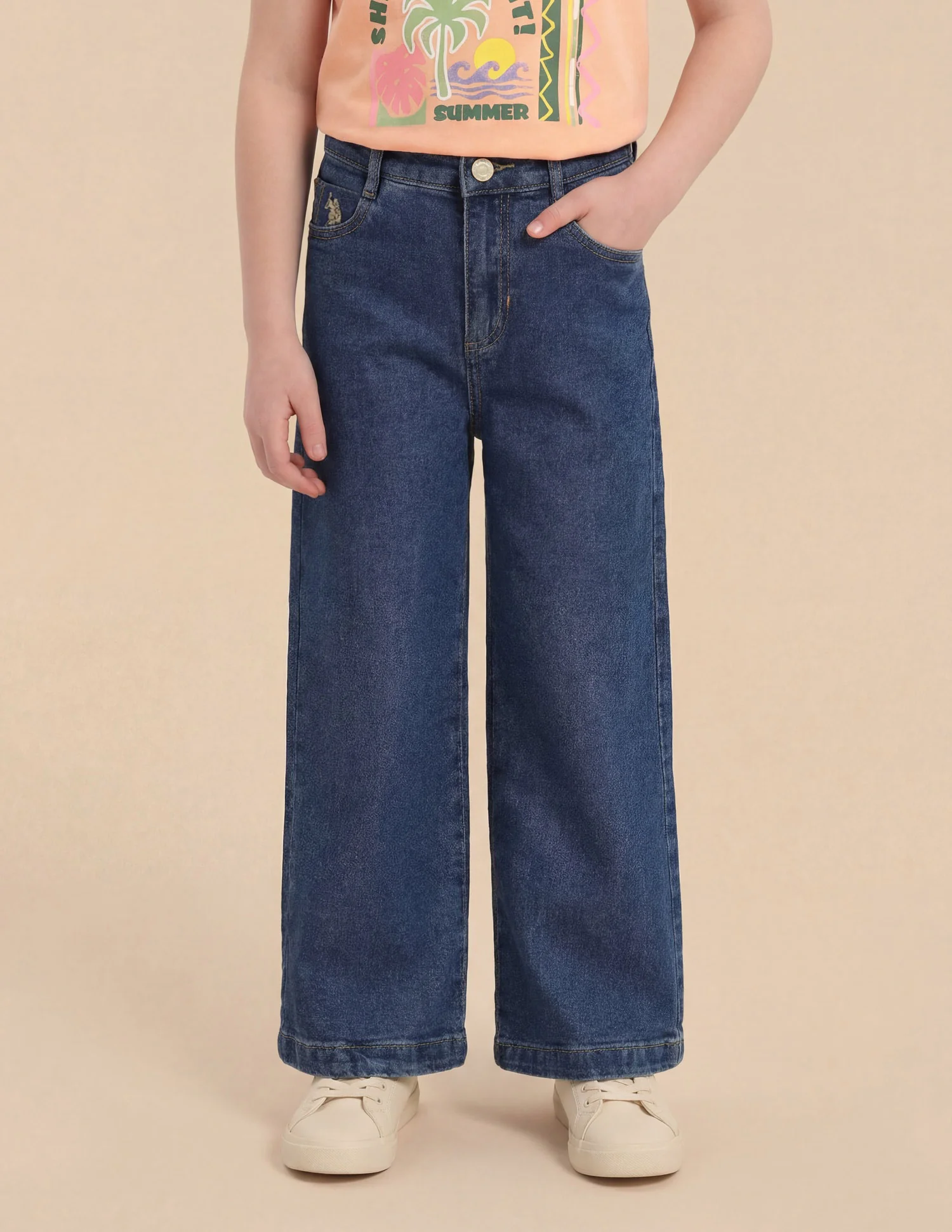 Girls Rinsed Wide Leg Fit Jeans - Image 3