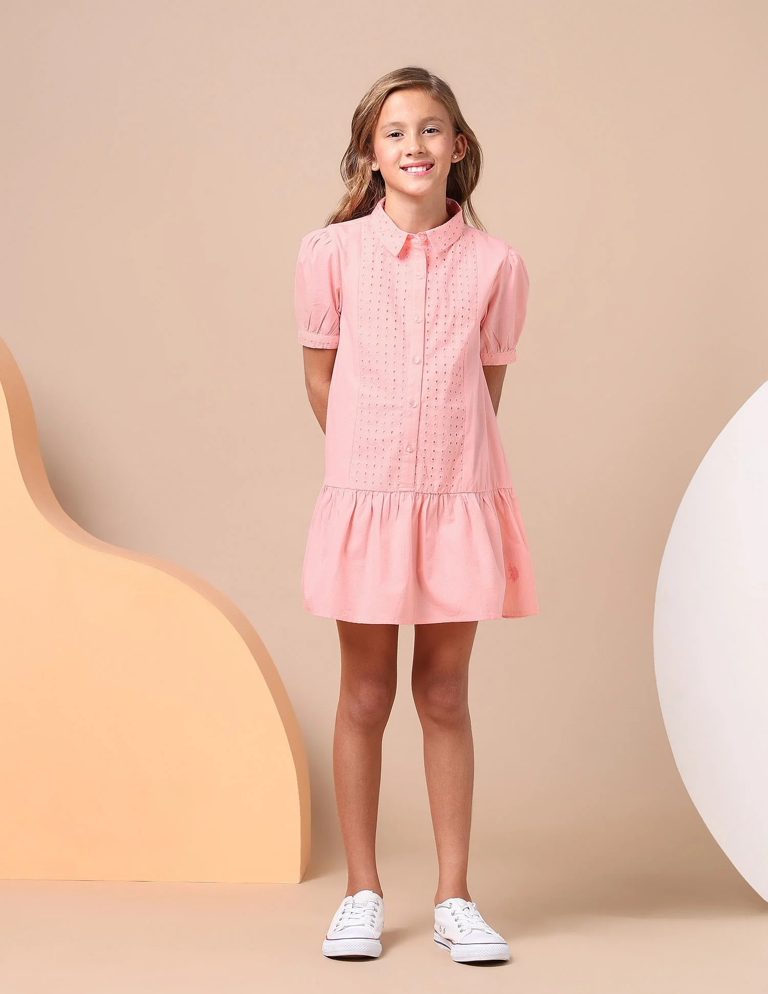 Girls Schiffli A-Line Mini Dress - Image 3