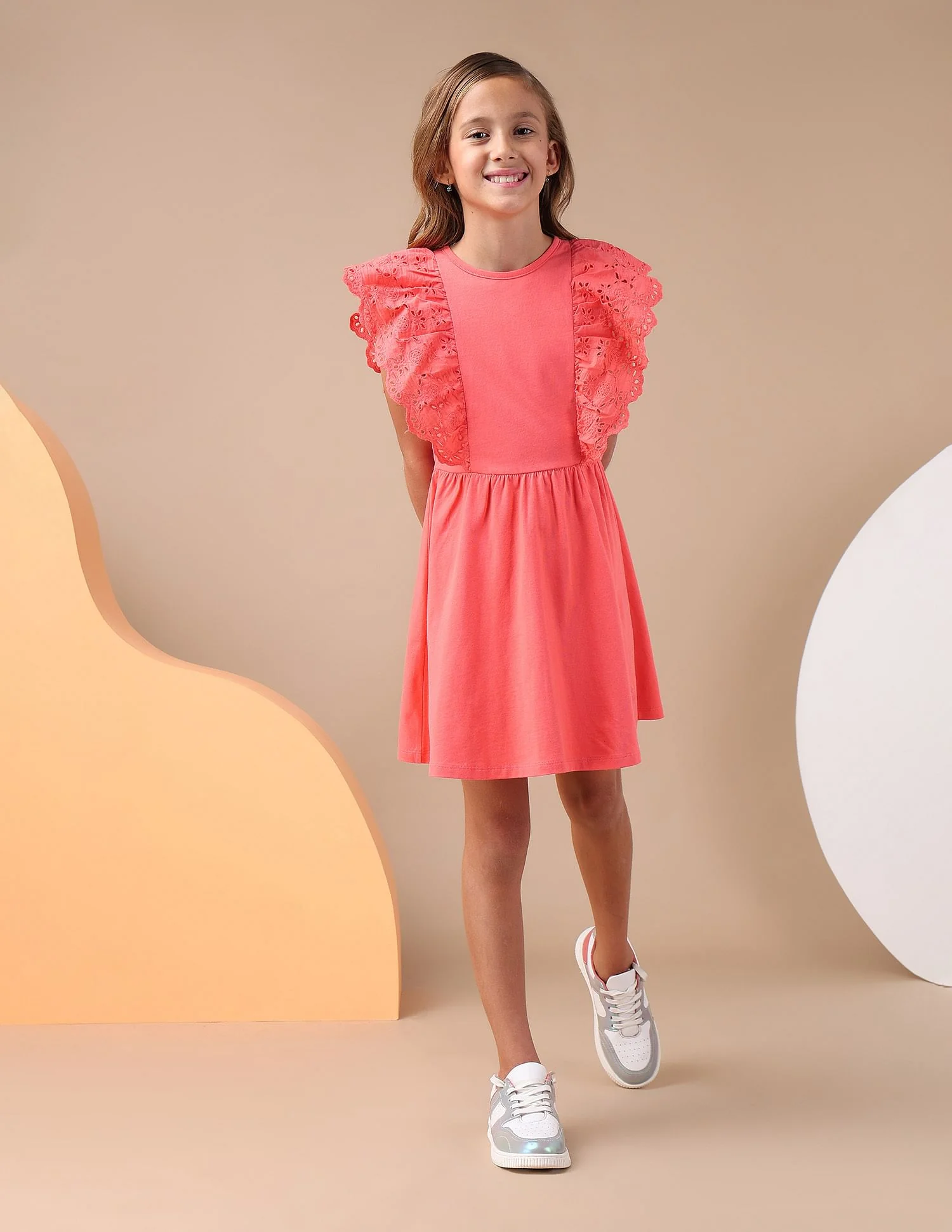 Girls Schiffli Fit And Flare Dress - Image 3
