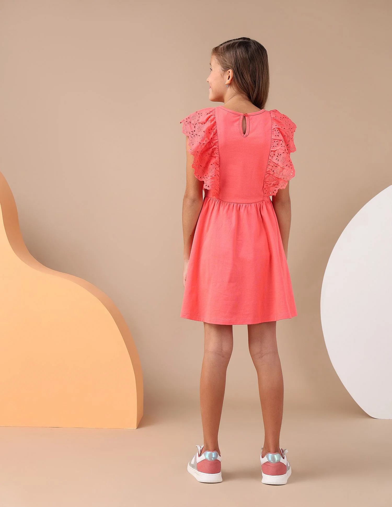 Girls Schiffli Fit And Flare Dress - Image 4